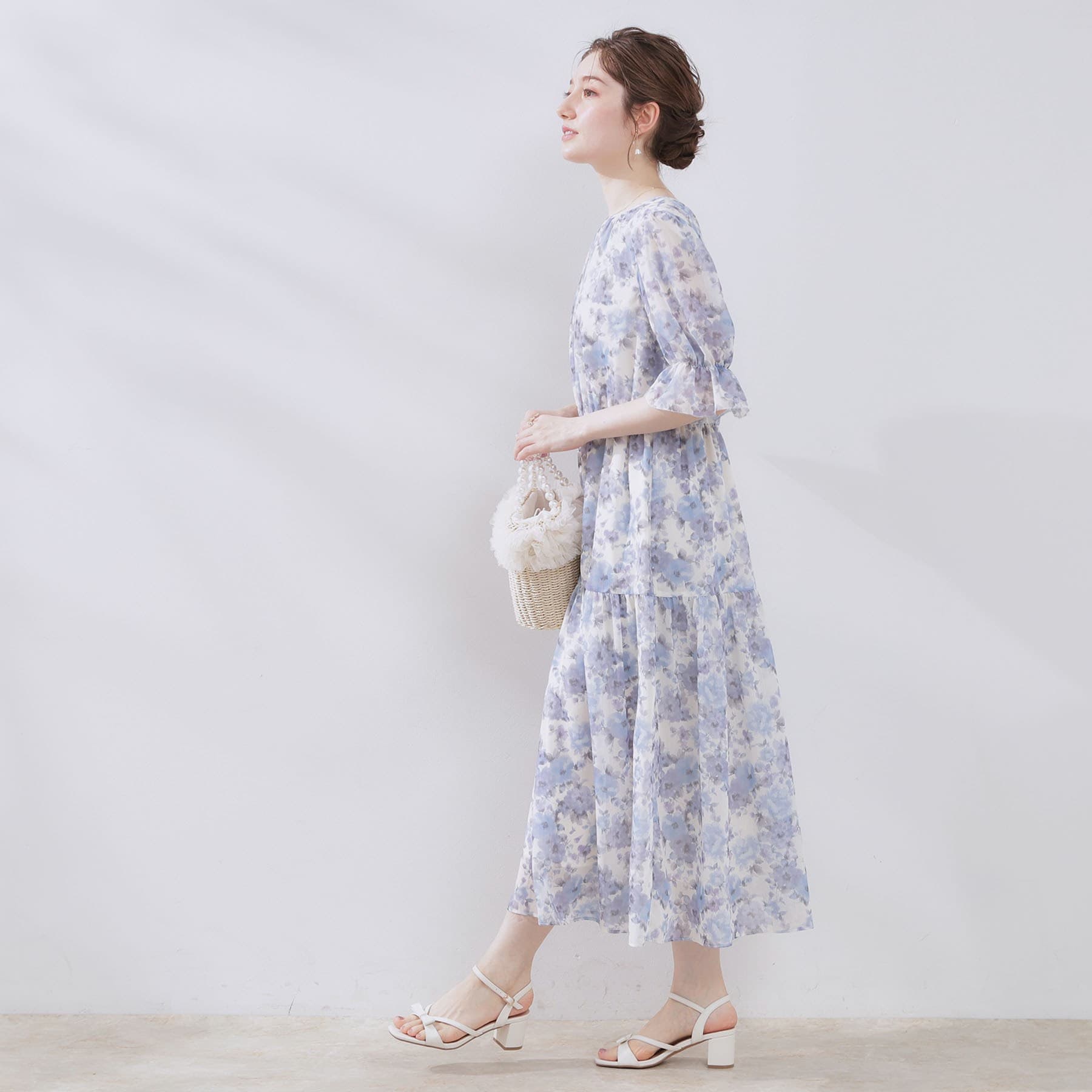 クチュール ブローチ Couture Brooch かすれプリント楊柳ワンピース （ピンク(171)） ピンク(171)