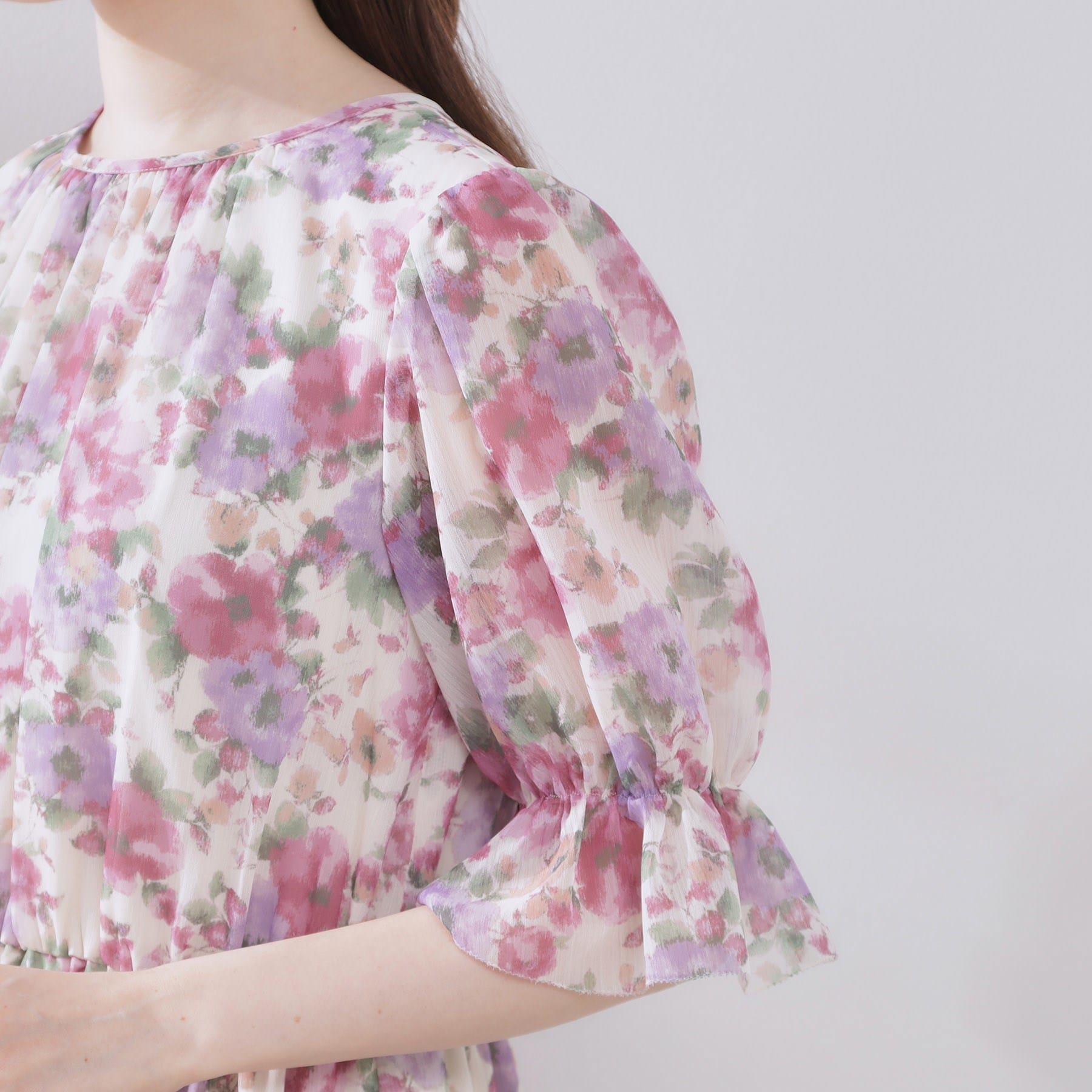 クチュール ブローチ Couture Brooch かすれプリント楊柳ワンピース （ピンク(171)） ピンク(171)