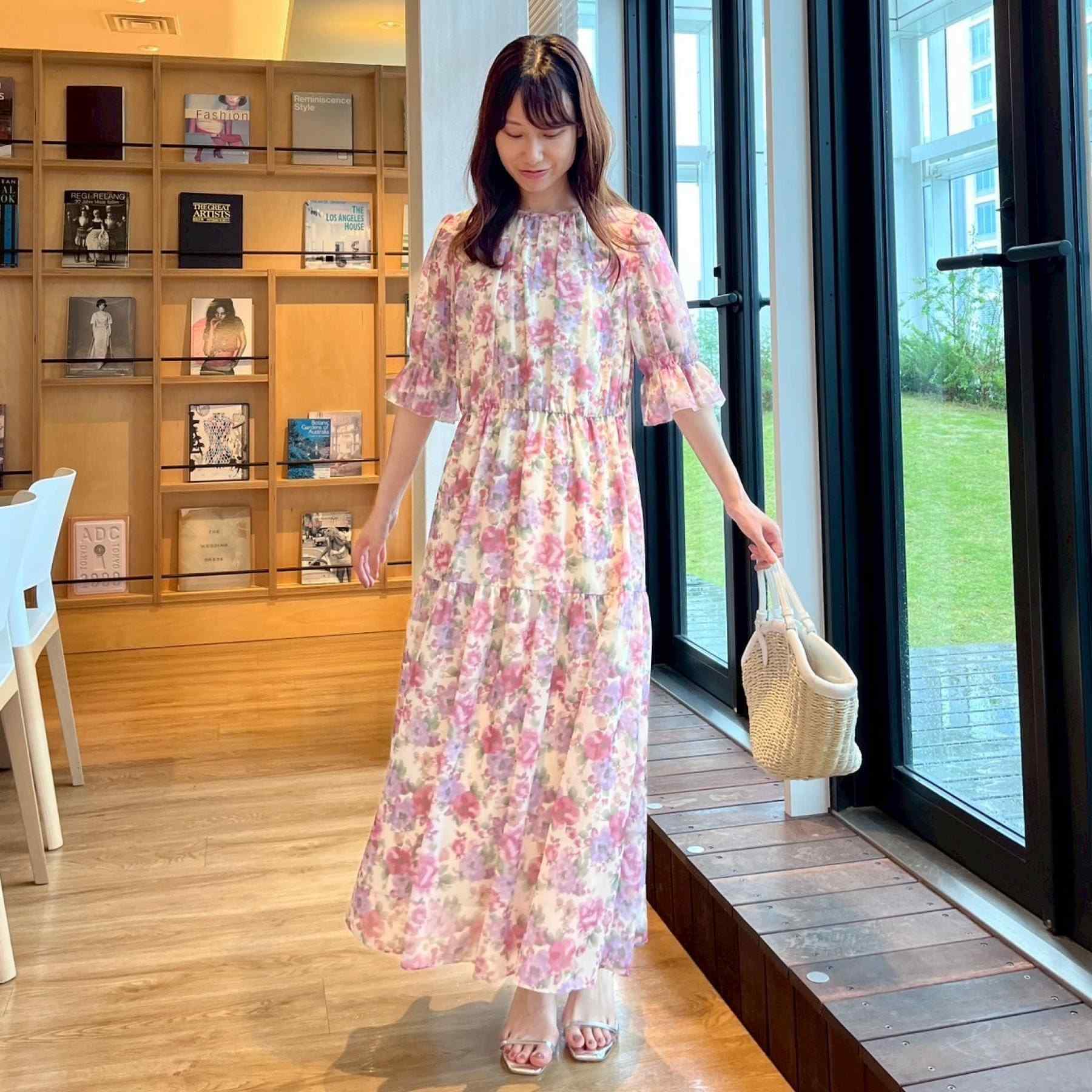 クチュール ブローチ Couture Brooch かすれプリント楊柳ワンピース （ピンク(171)） ピンク(171)