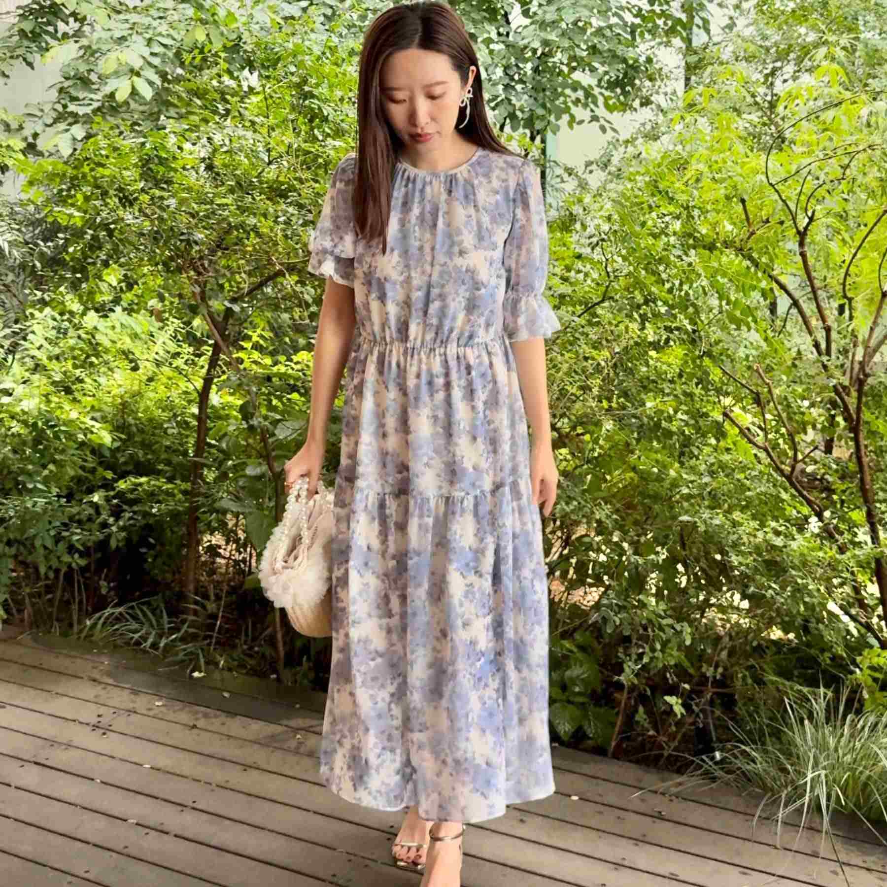 クチュール ブローチ Couture Brooch かすれプリント楊柳ワンピース （ピンク(171)） ピンク(171)