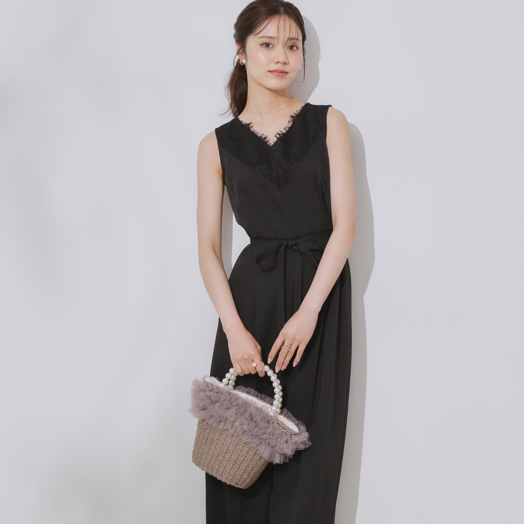 クチュール ブローチ Couture Brooch レース切替デザインオールインワン （ブラック(019)） ブラック(019)