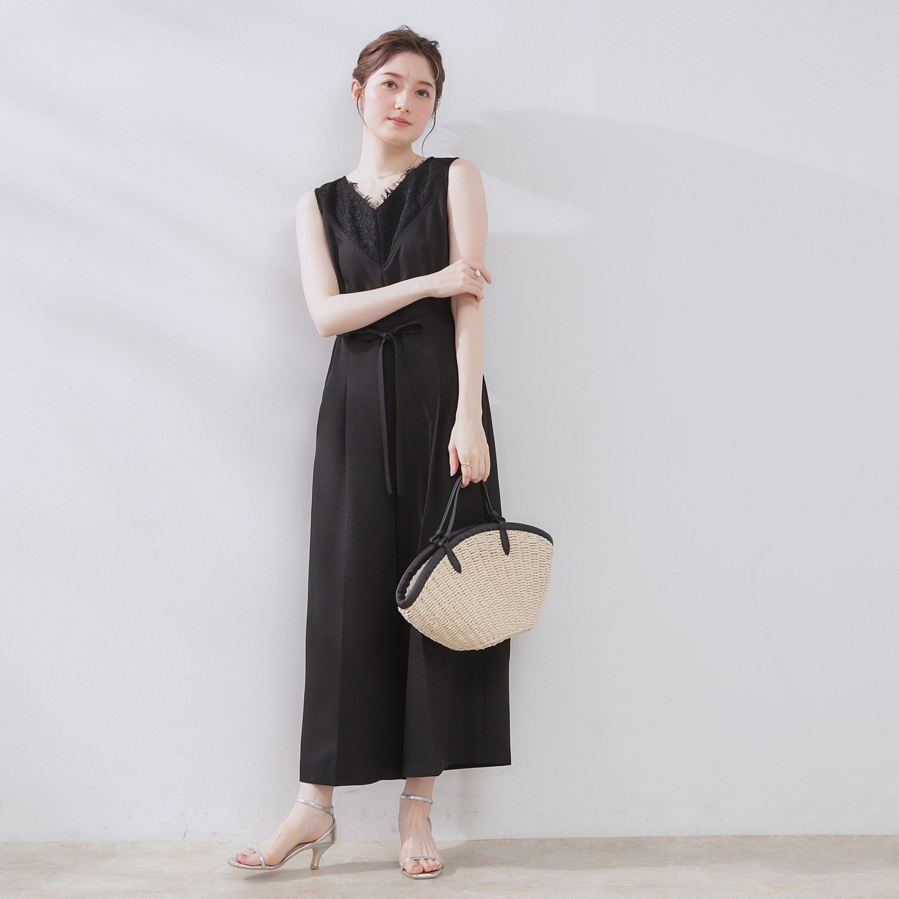 クチュール ブローチ Couture Brooch レース切替デザインオールインワン （ブラック(019)） ブラック(019)