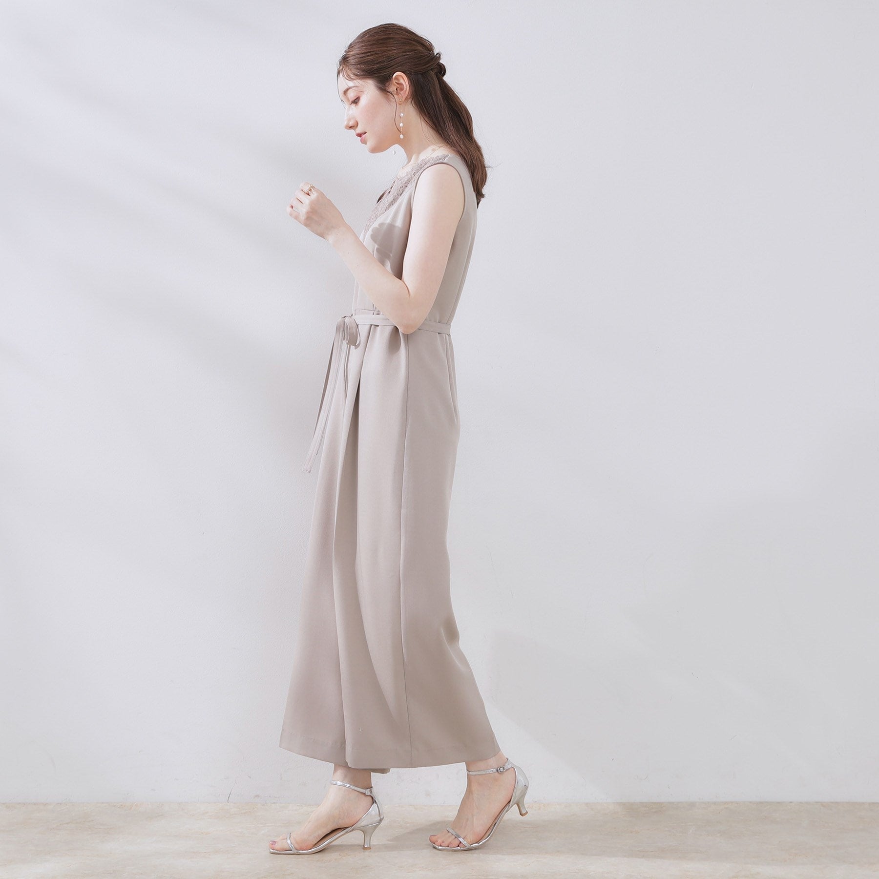 クチュール ブローチ Couture Brooch レース切替デザインオールインワン （ブラック(019)） ブラック(019)