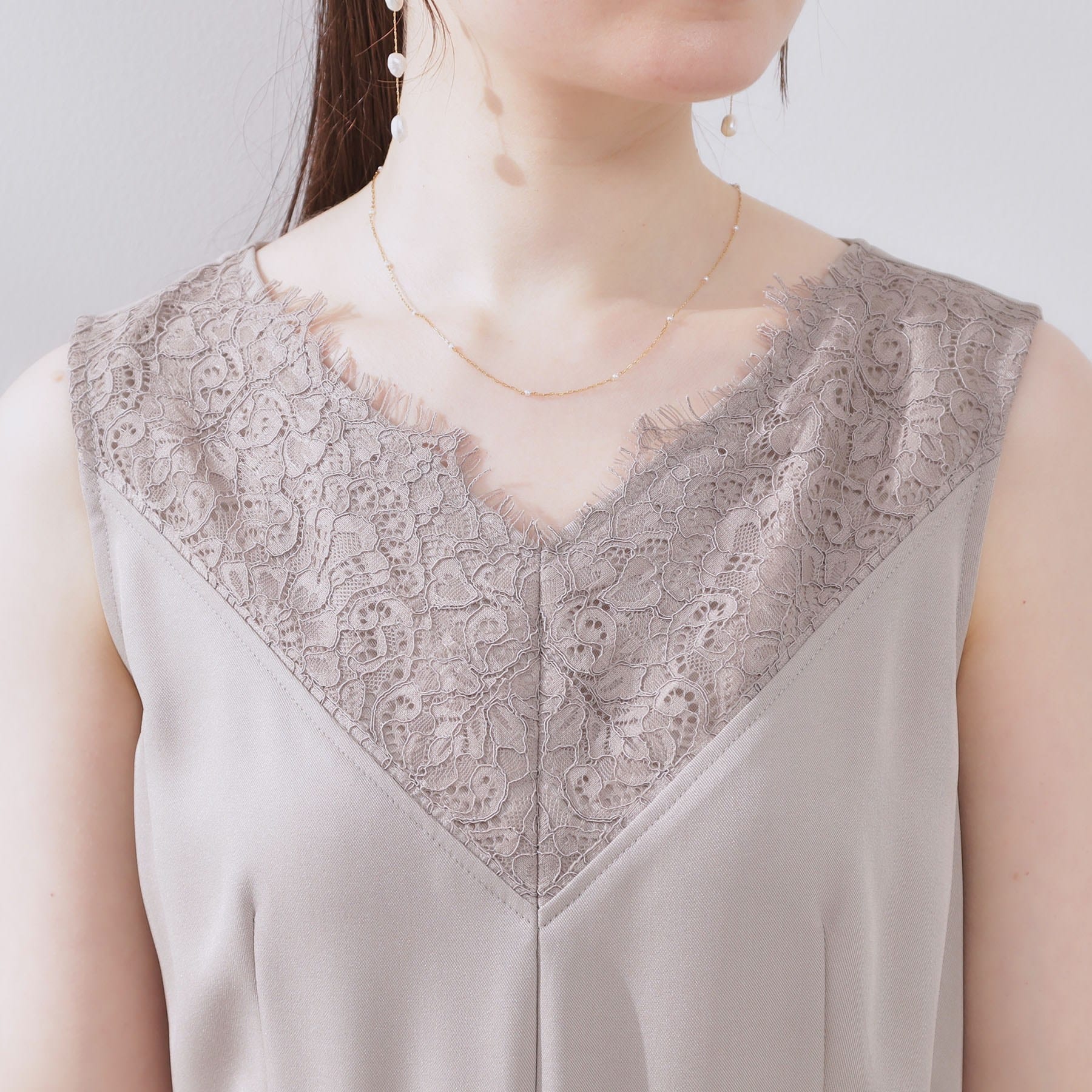 クチュール ブローチ Couture Brooch レース切替デザインオールインワン （ブラック(019)） ブラック(019)
