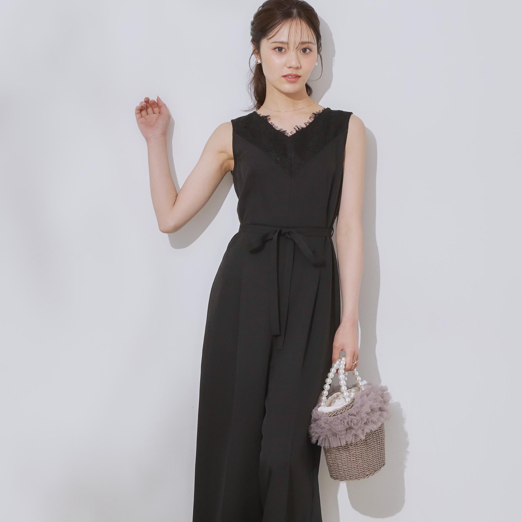 クチュール ブローチ Couture Brooch レース切替デザインオールインワン （ブラック(019)） ブラック(019)