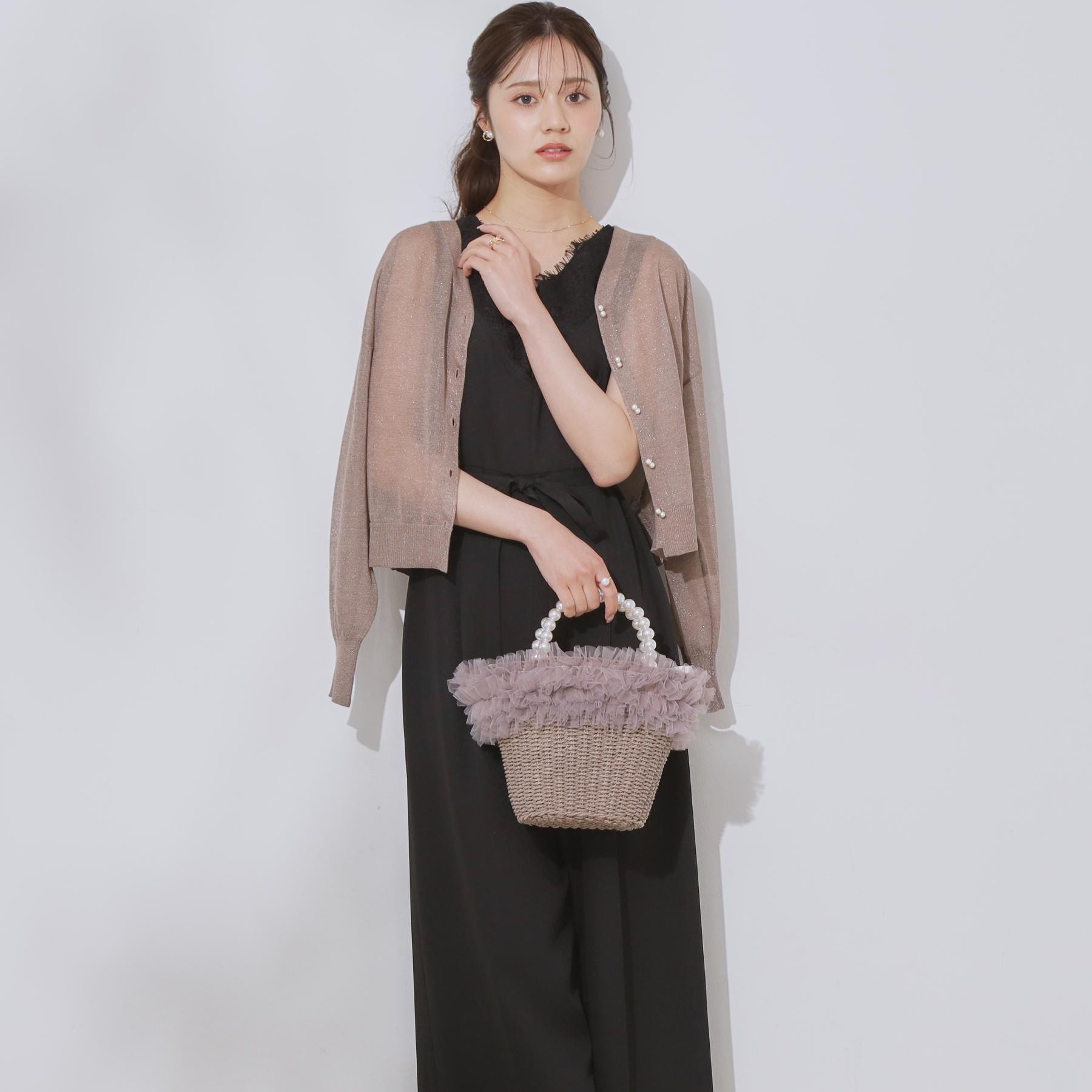 クチュール ブローチ Couture Brooch レース切替デザインオールインワン （ブラック(019)） ブラック(019)