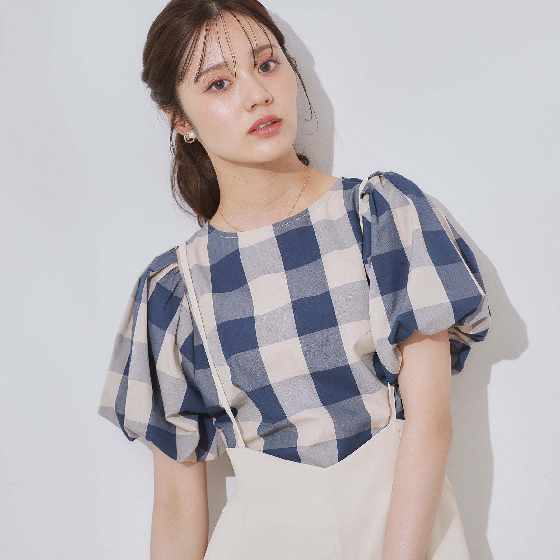 クチュール ブローチ Couture Brooch ブロックチェックブラウス （ネイビー(294)） ネイビー(294)