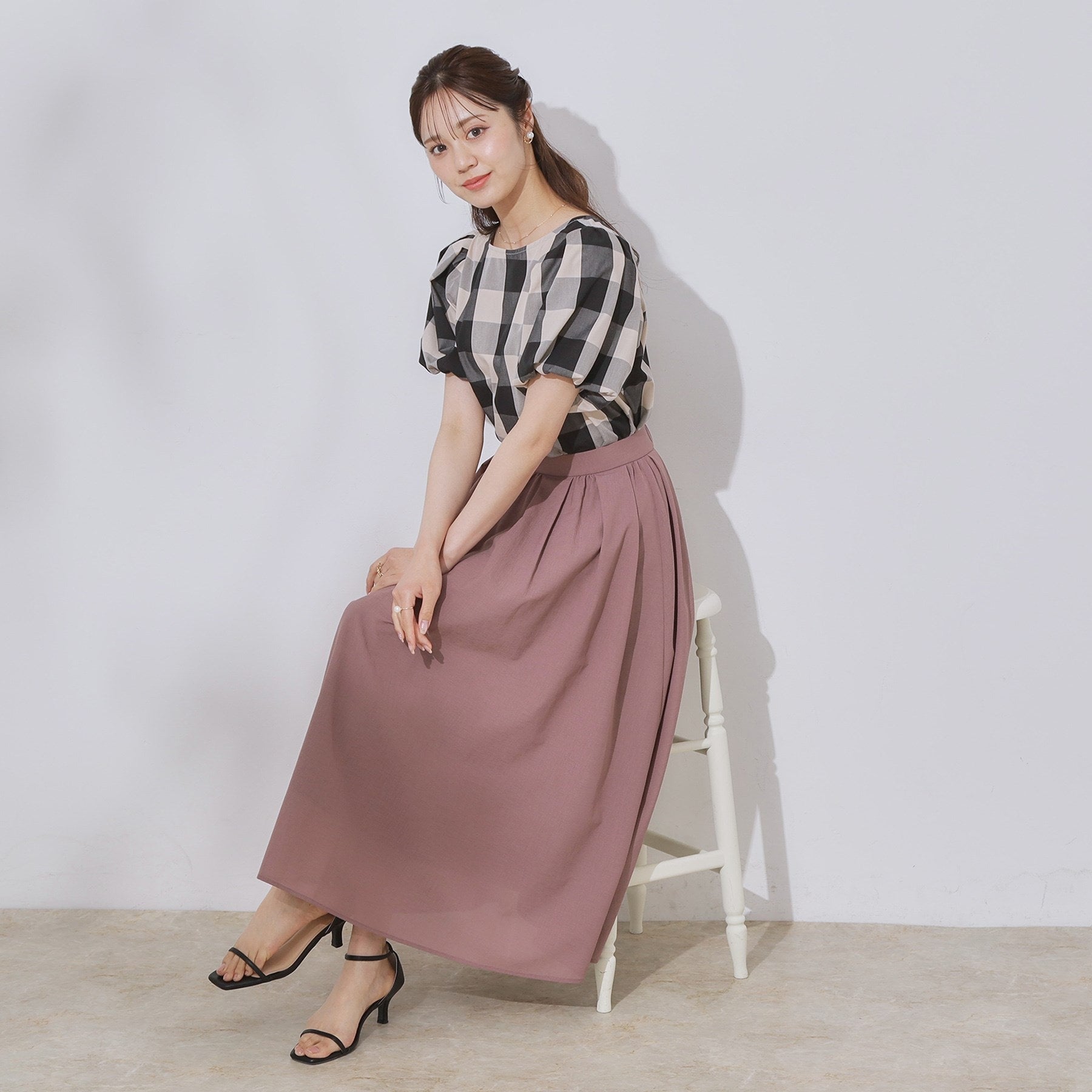 クチュール ブローチ Couture Brooch ブロックチェックブラウス （ネイビー(294)） ネイビー(294)