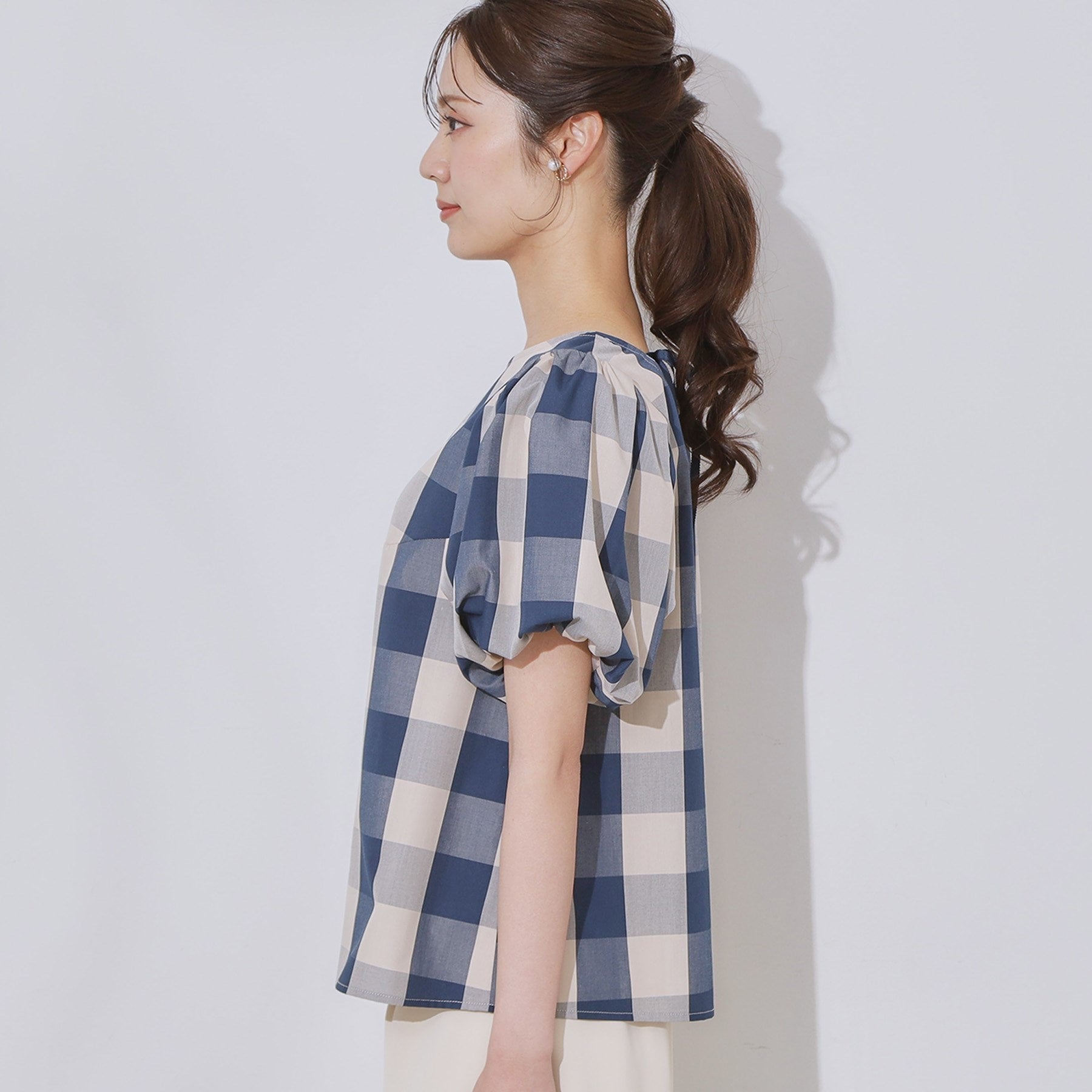 クチュール ブローチ Couture Brooch ブロックチェックブラウス （ネイビー(294)） ネイビー(294)