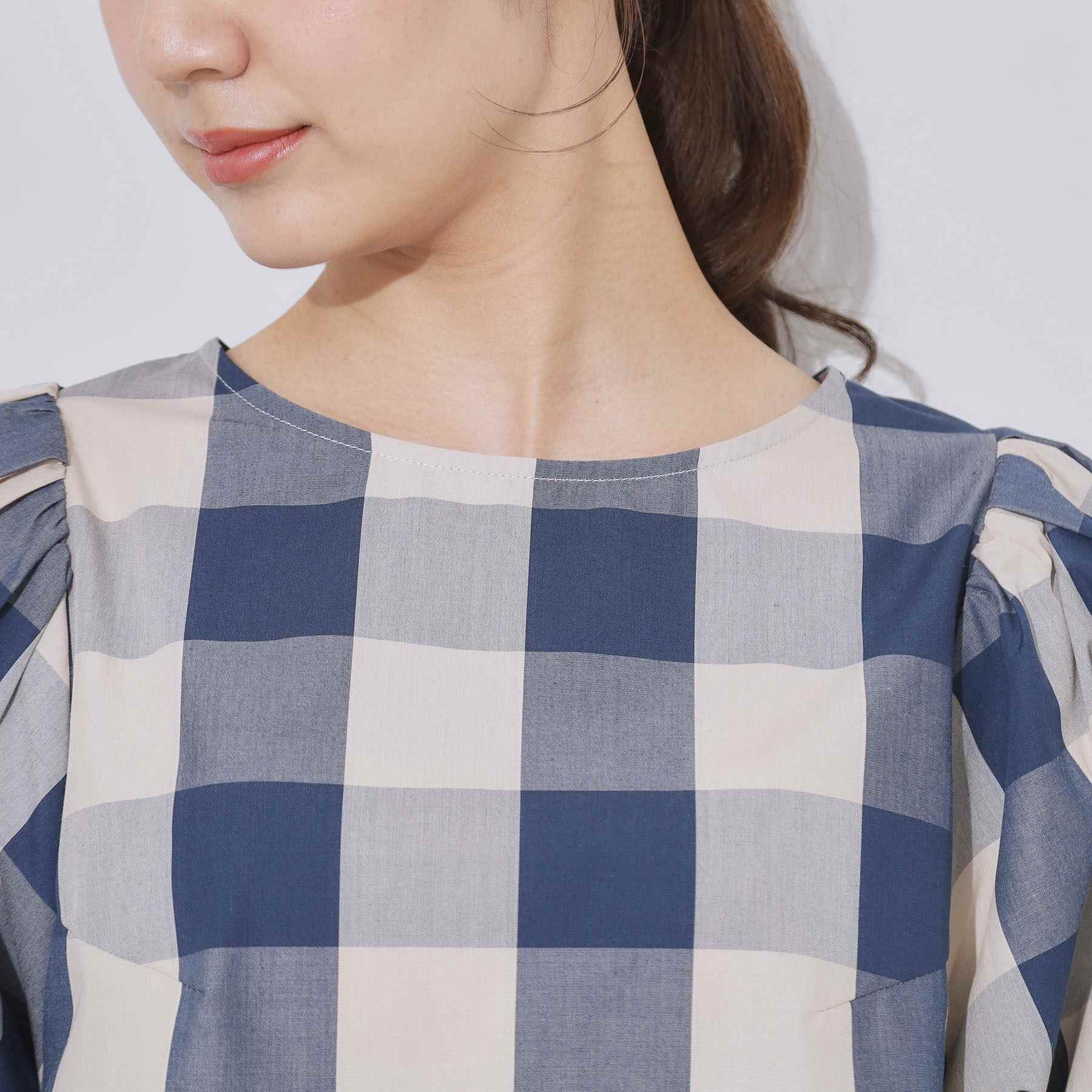 クチュール ブローチ Couture Brooch ブロックチェックブラウス （ネイビー(294)） ネイビー(294)