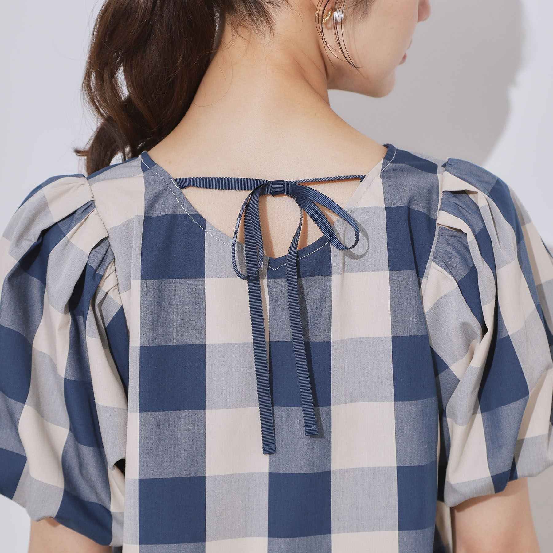 クチュール ブローチ Couture Brooch ブロックチェックブラウス （ネイビー(294)） ネイビー(294)