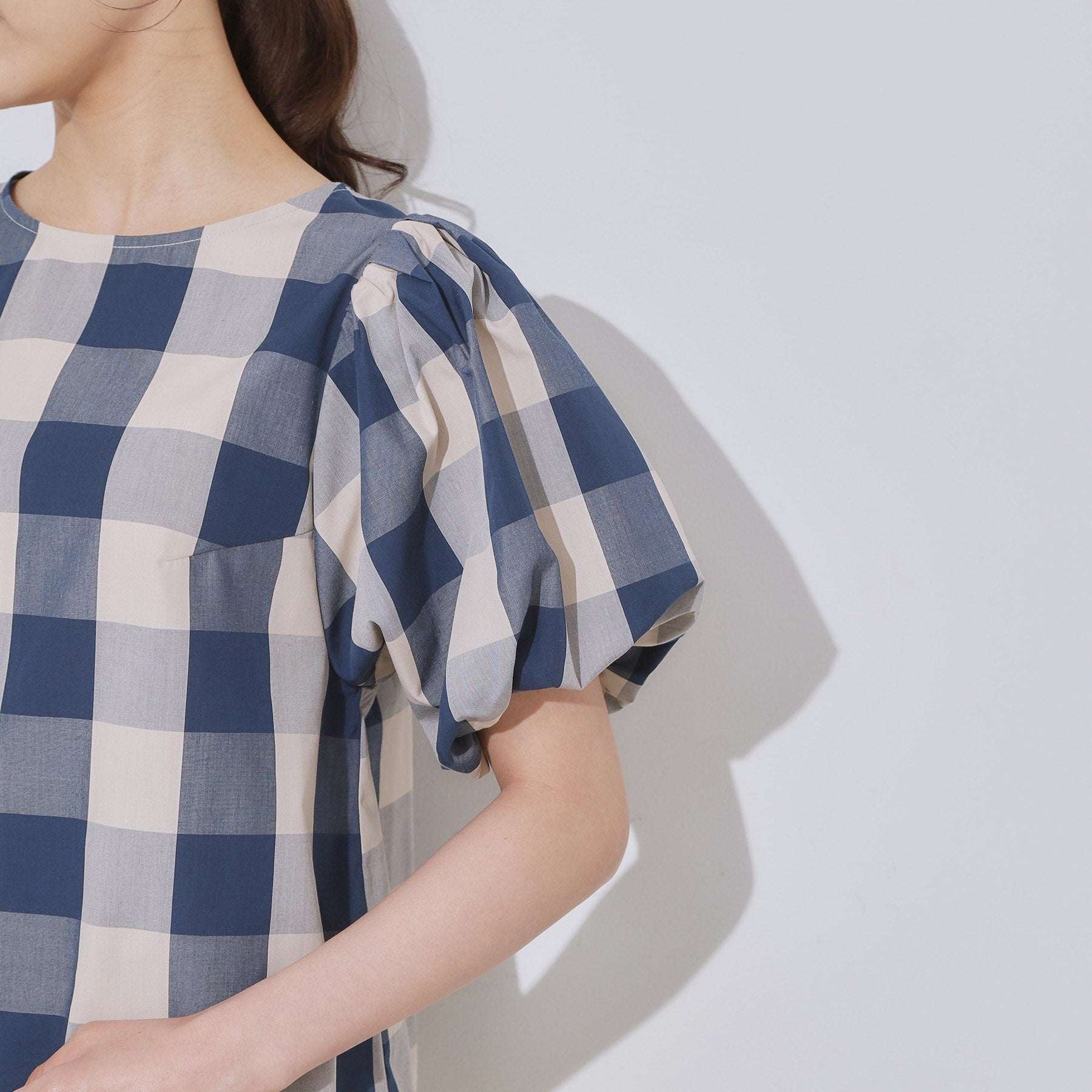 クチュール ブローチ Couture Brooch ブロックチェックブラウス （ネイビー(294)） ネイビー(294)