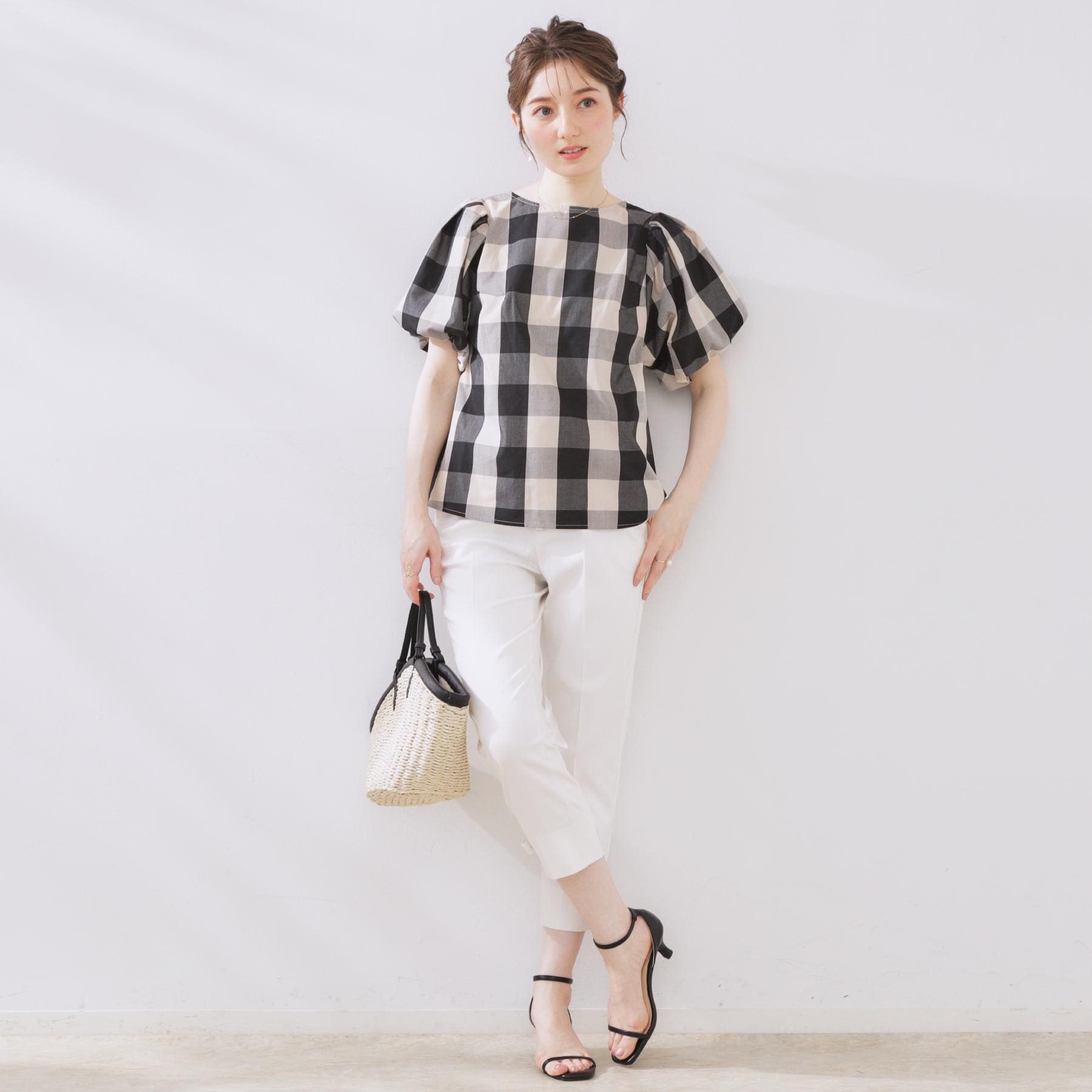 クチュール ブローチ Couture Brooch ブロックチェックブラウス （ネイビー(294)） ネイビー(294)