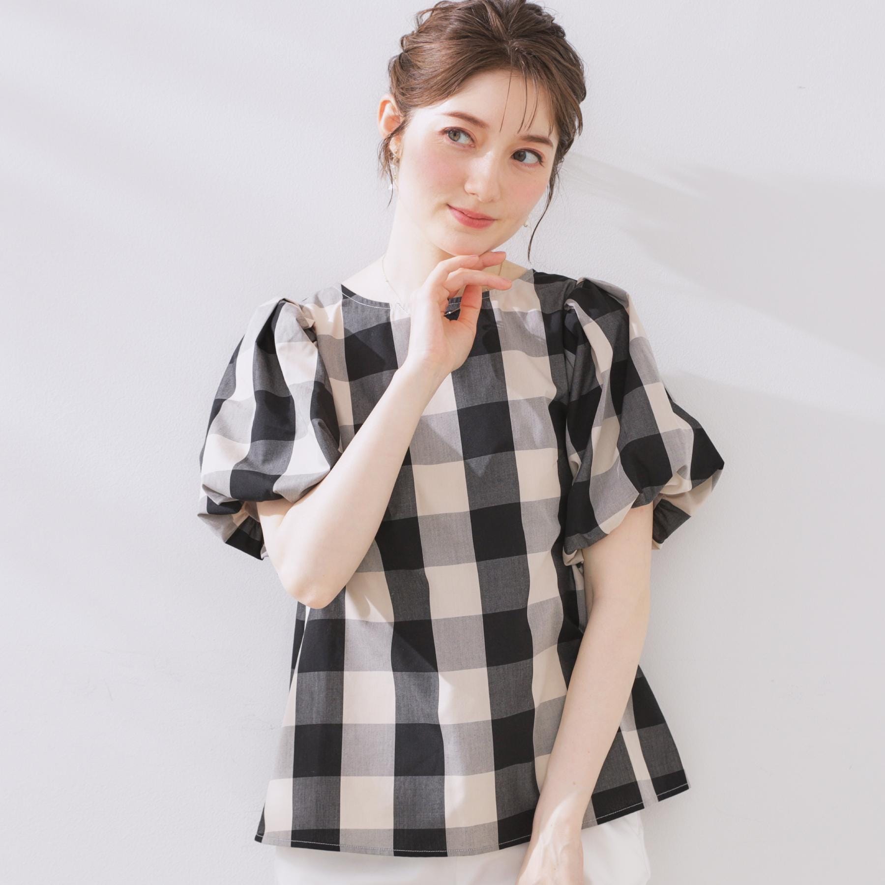 クチュール ブローチ Couture Brooch ブロックチェックブラウス （ネイビー(294)） ネイビー(294)