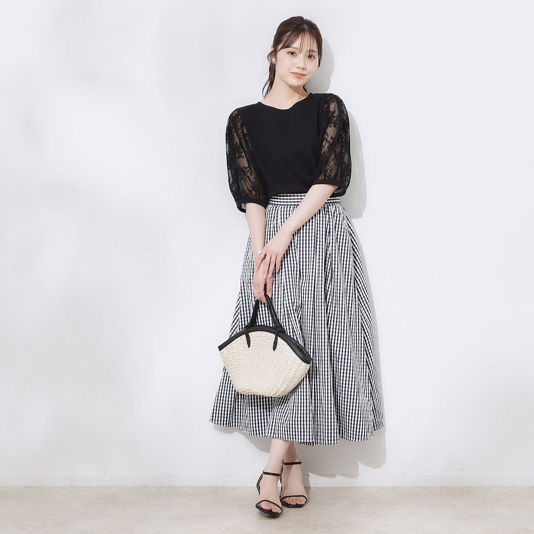 クチュール ブローチ Couture Brooch 袖レースデザイントップス （ブラック(019)） ブラック(019)