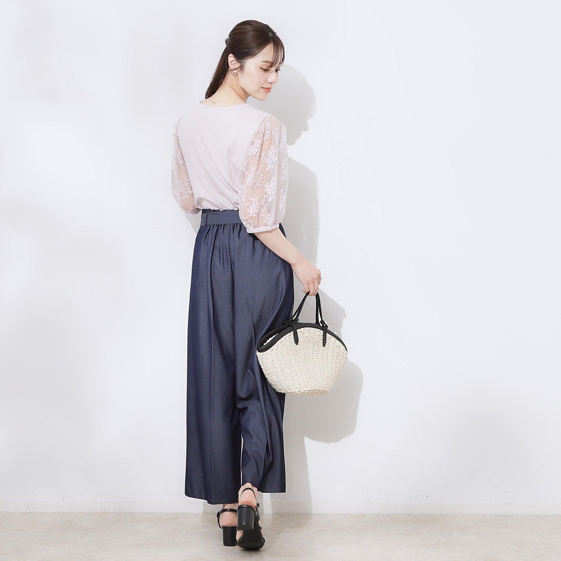 クチュール ブローチ Couture Brooch 袖レースデザイントップス （ブラック(019)） ブラック(019)