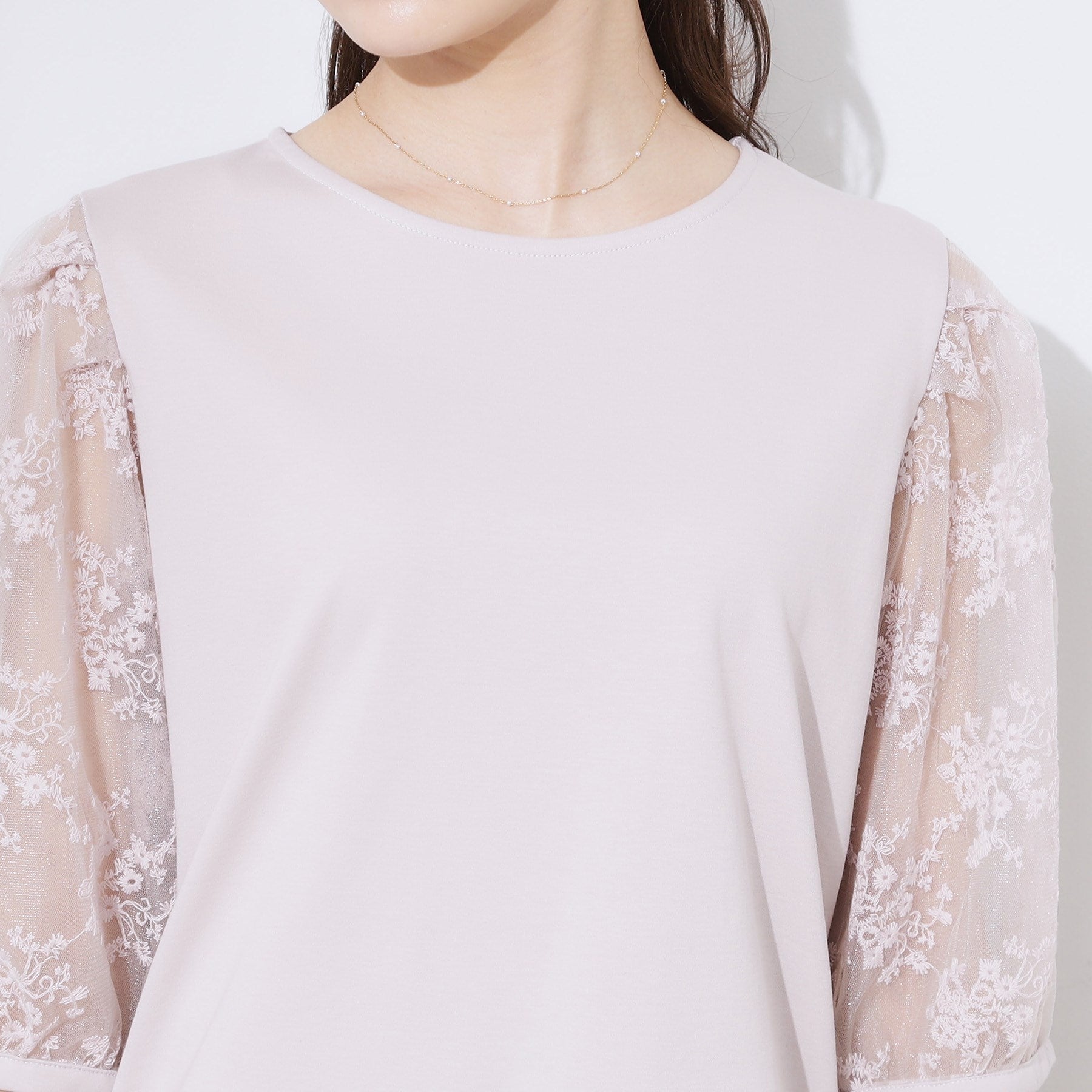 クチュール ブローチ Couture Brooch 袖レースデザイントップス （ブラック(019)） ブラック(019)