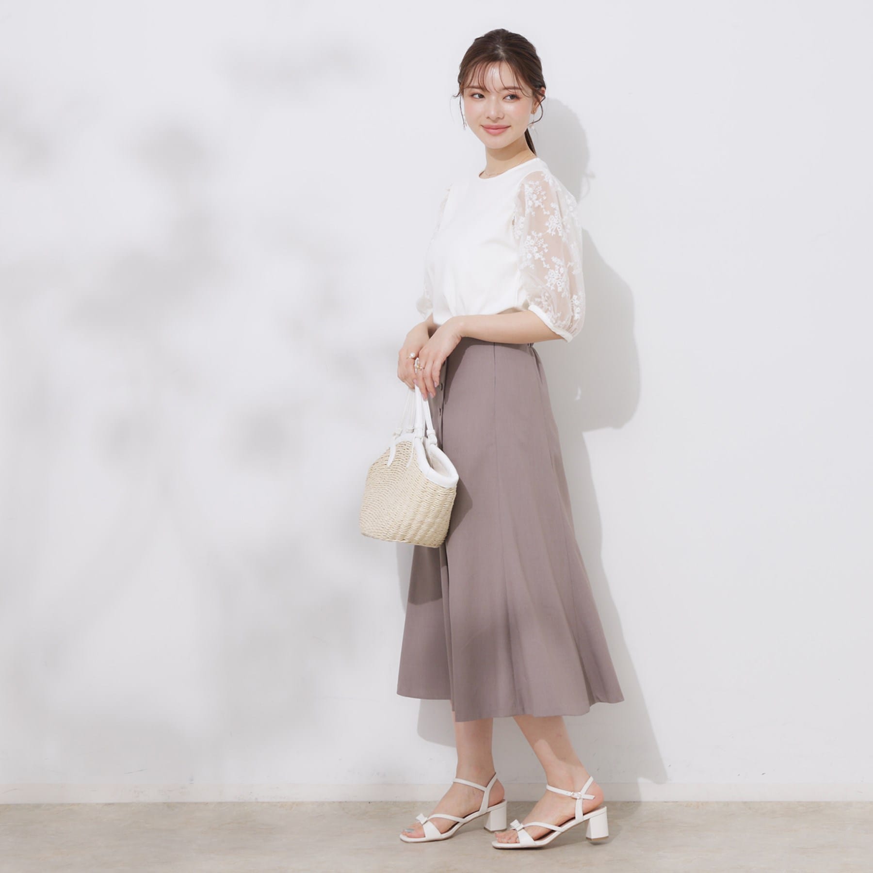 クチュール ブローチ Couture Brooch 袖レースデザイントップス （ブラック(019)） ブラック(019)