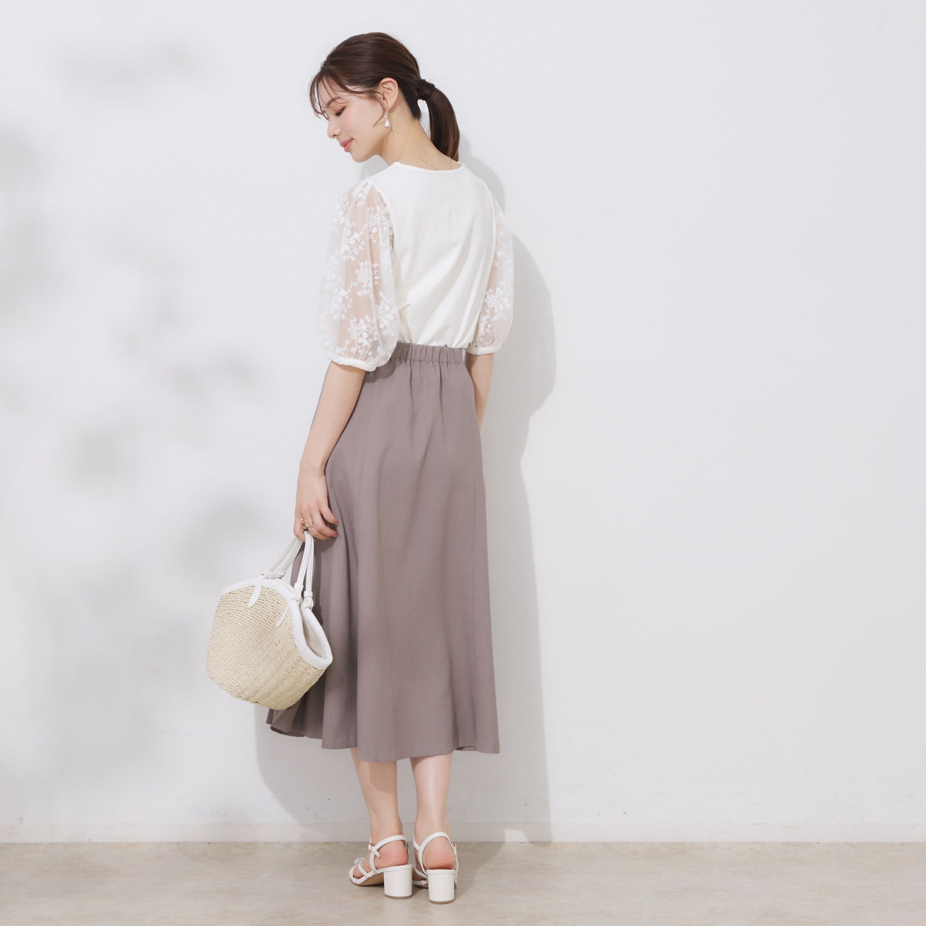 クチュール ブローチ Couture Brooch 袖レースデザイントップス （ブラック(019)） ブラック(019)