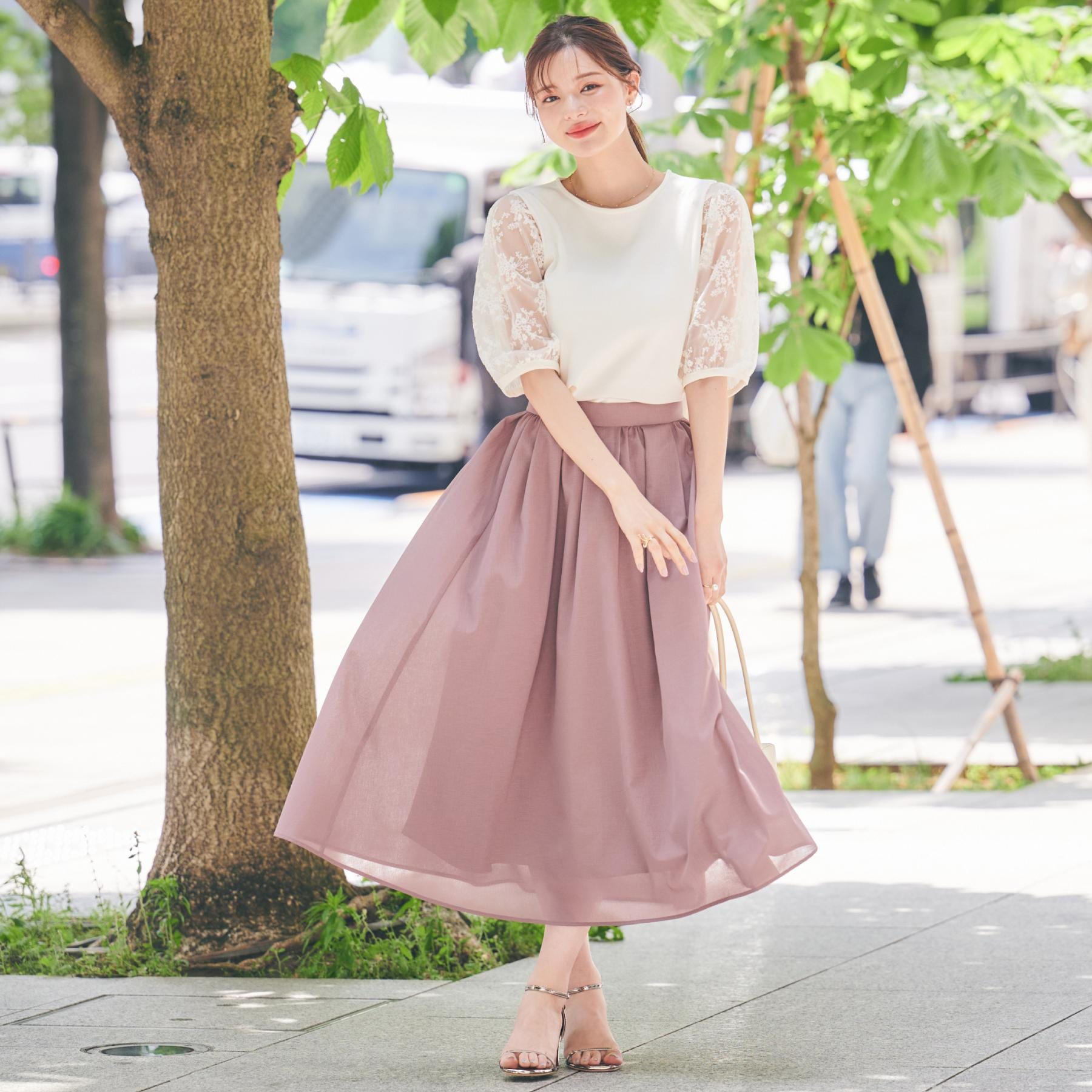 クチュール ブローチ Couture Brooch 袖レースデザイントップス （ブラック(019)） ブラック(019)