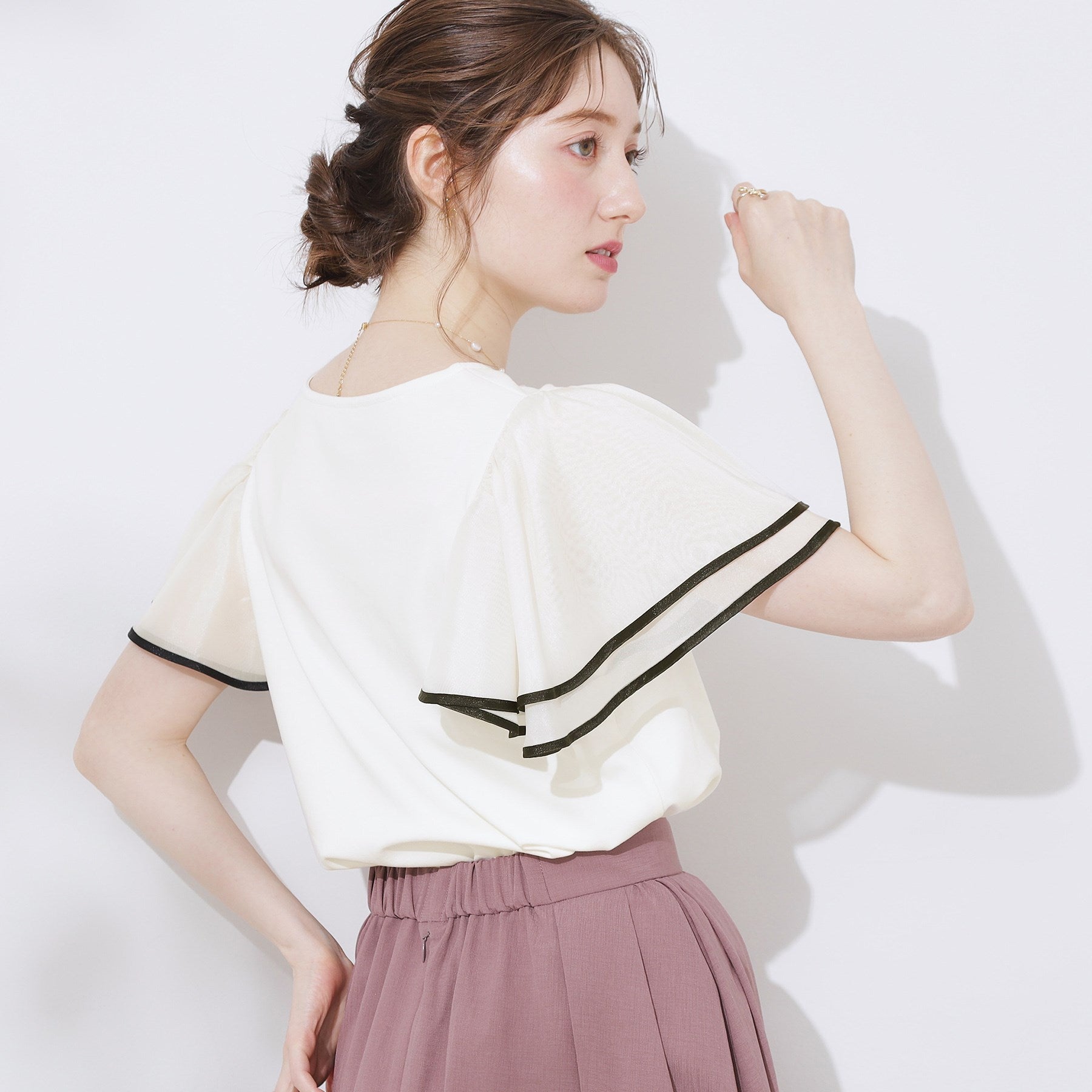 クチュール ブローチ Couture Brooch 配色フレアドッキングカットソー （ブラック(019)） ブラック(019)