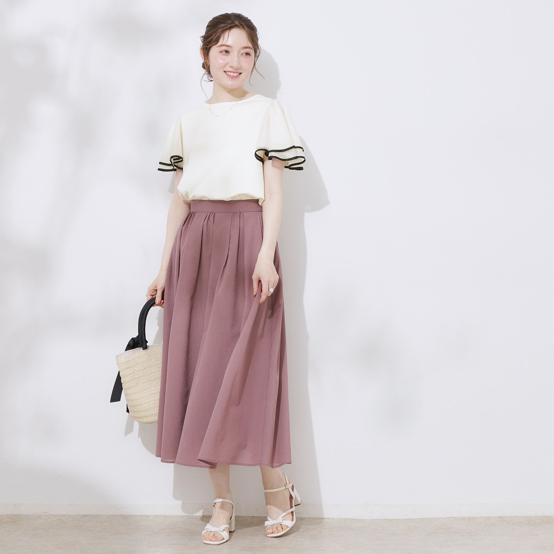 クチュール ブローチ Couture Brooch 配色フレアドッキングカットソー （ブラック(019)） ブラック(019)