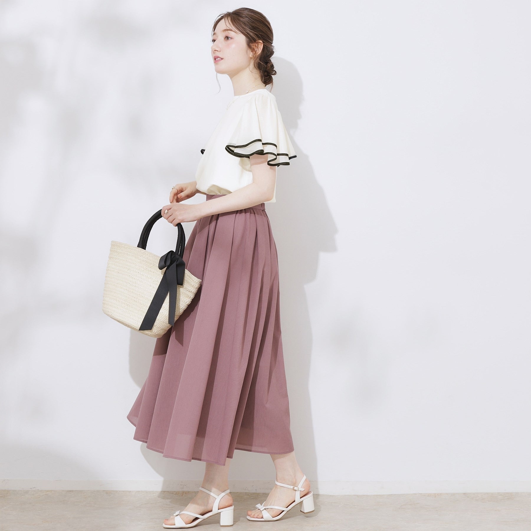 クチュール ブローチ Couture Brooch 配色フレアドッキングカットソー （ブラック(019)） ブラック(019)