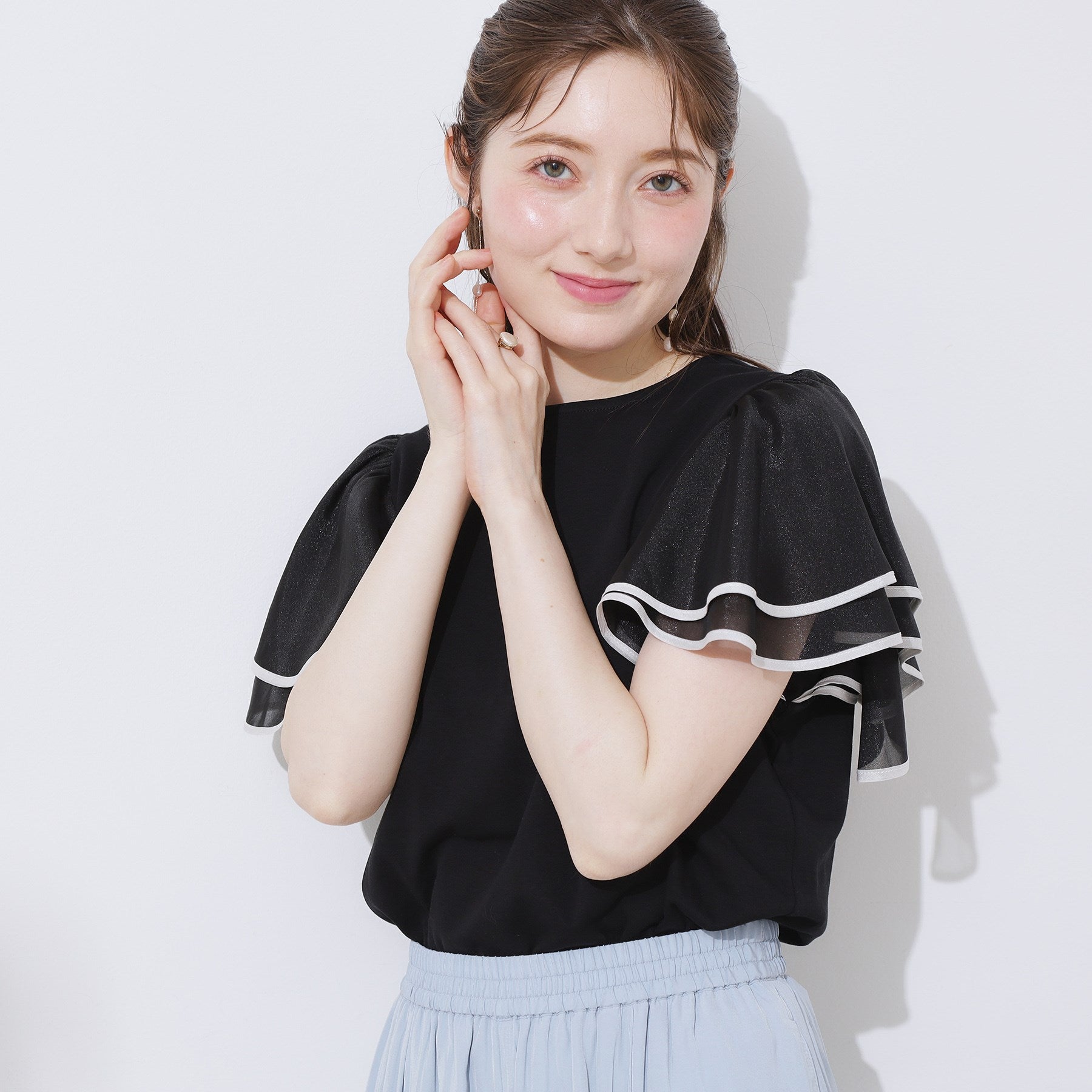 クチュール ブローチ Couture Brooch 配色フレアドッキングカットソー （ブラック(019)） ブラック(019)