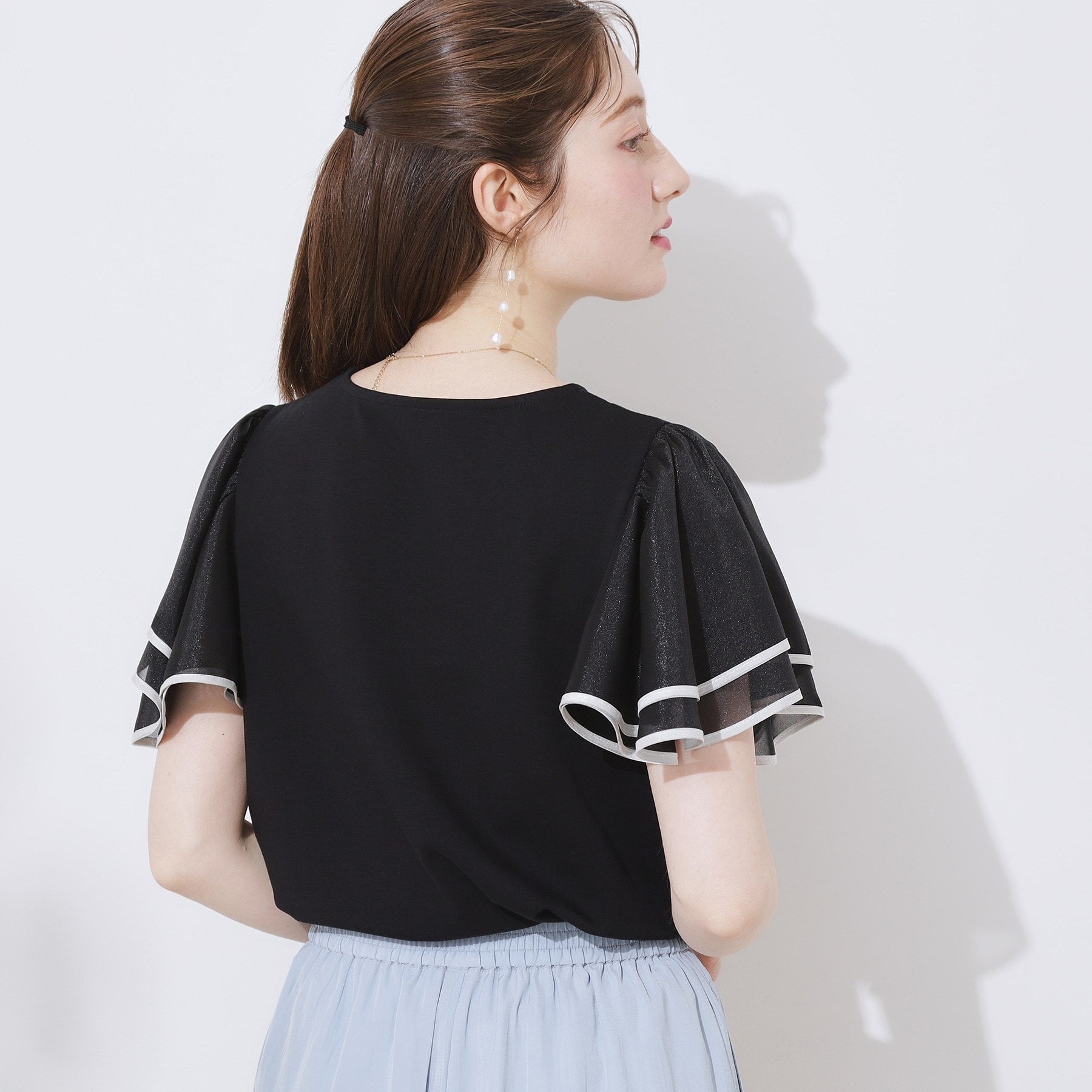 クチュール ブローチ Couture Brooch 配色フレアドッキングカットソー （ブラック(019)） ブラック(019)