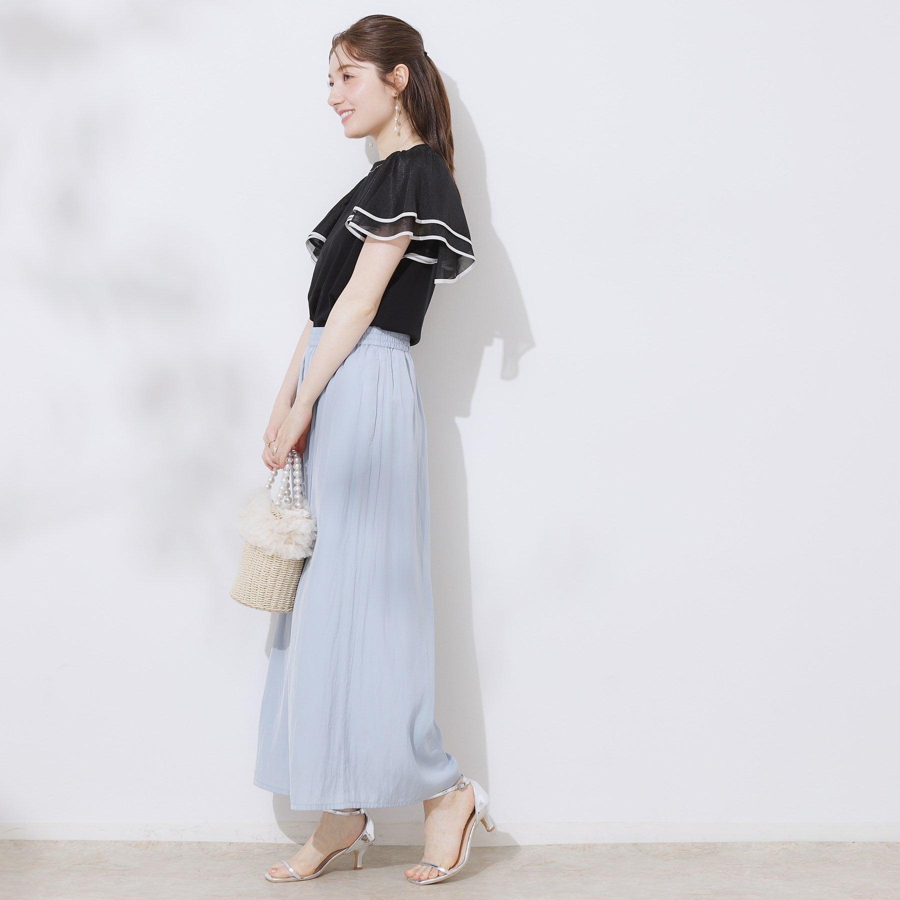 クチュール ブローチ Couture Brooch 配色フレアドッキングカットソー （ブラック(019)） ブラック(019)