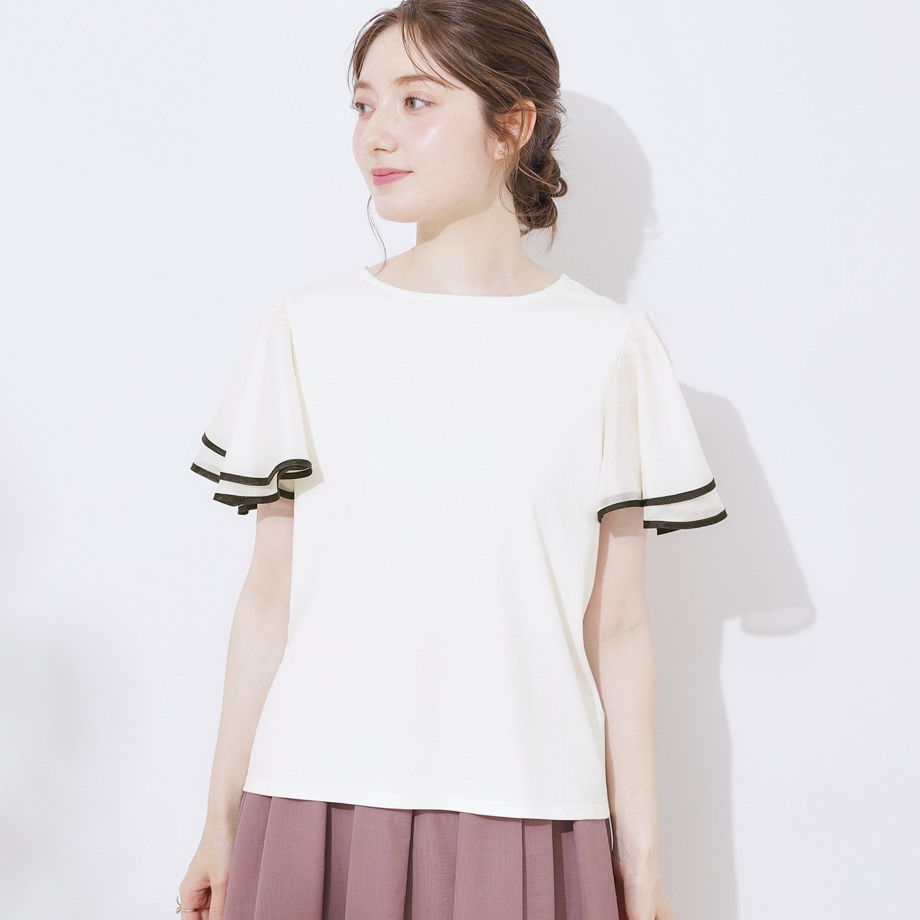 クチュール ブローチ Couture Brooch 配色フレアドッキングカットソー （ブラック(019)） ブラック(019)