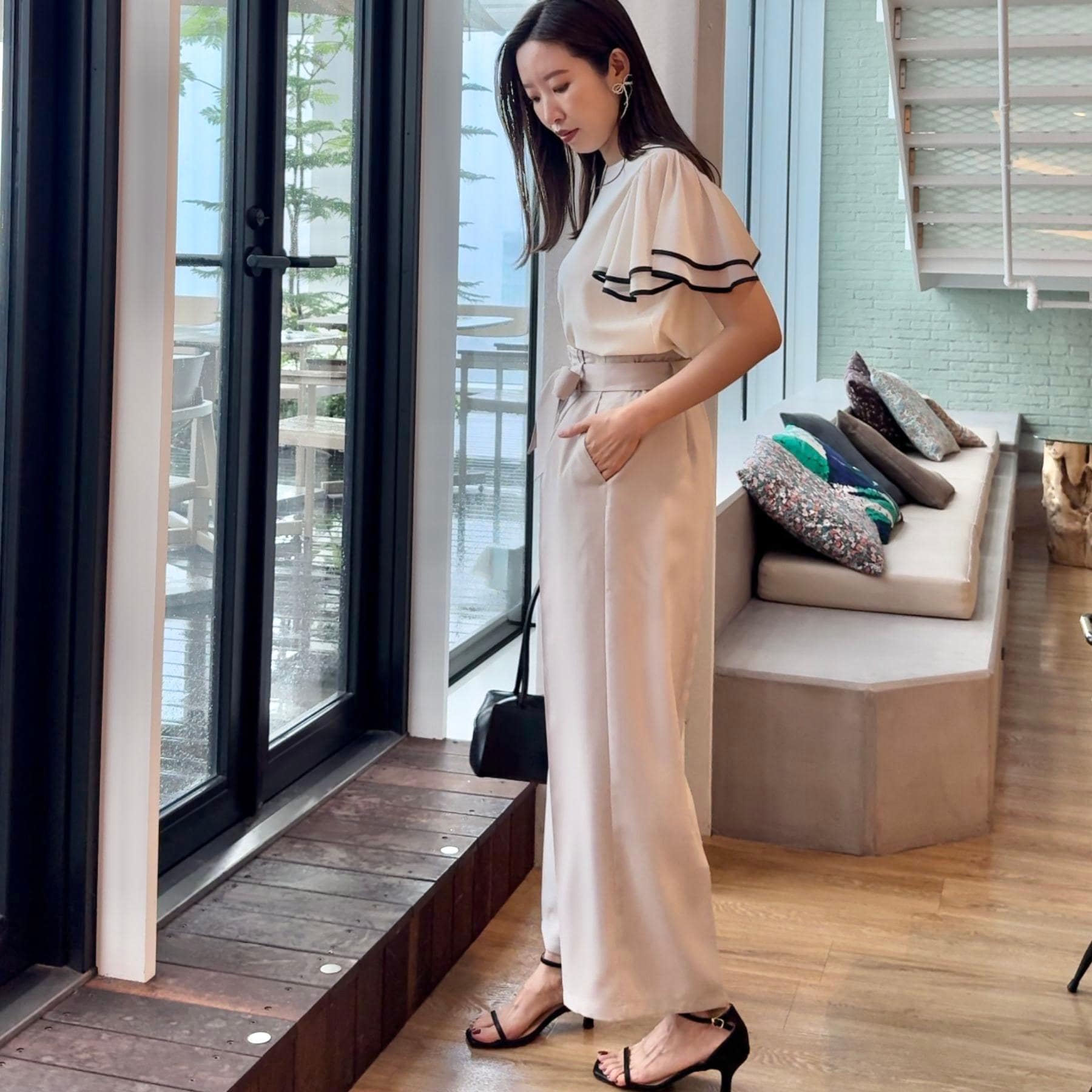 クチュール ブローチ Couture Brooch 配色フレアドッキングカットソー （ブラック(019)） ブラック(019)