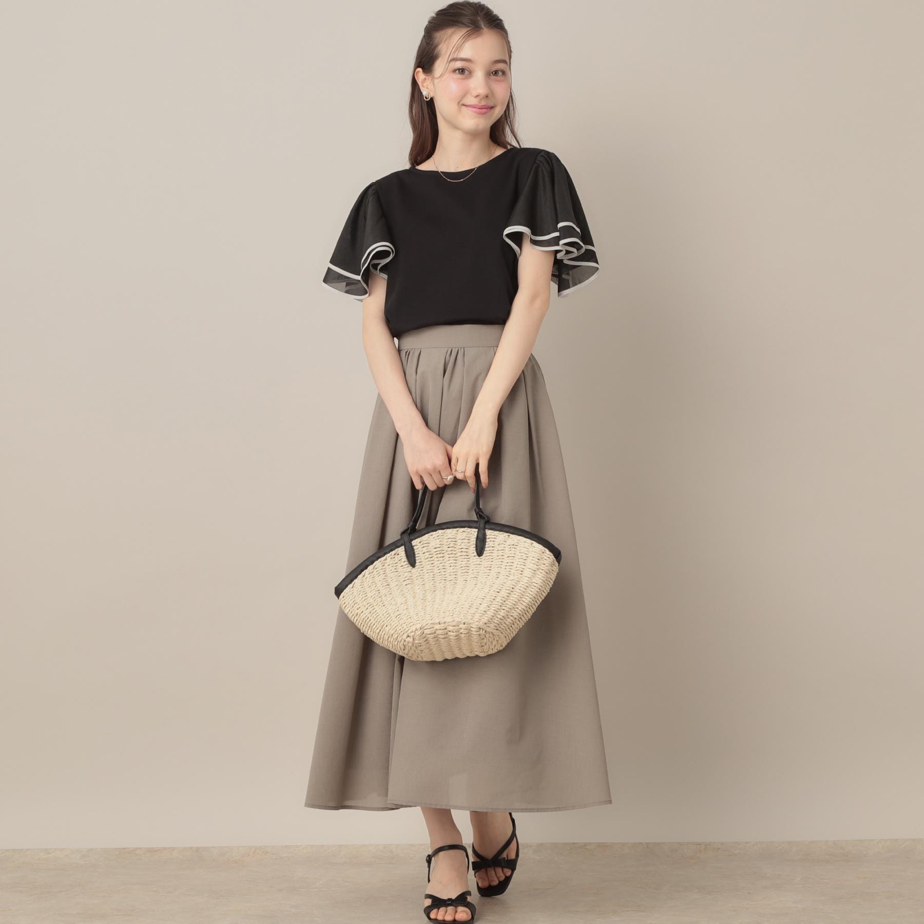 クチュール ブローチ Couture Brooch 配色フレアドッキングカットソー （ブラック(019)） ブラック(019)