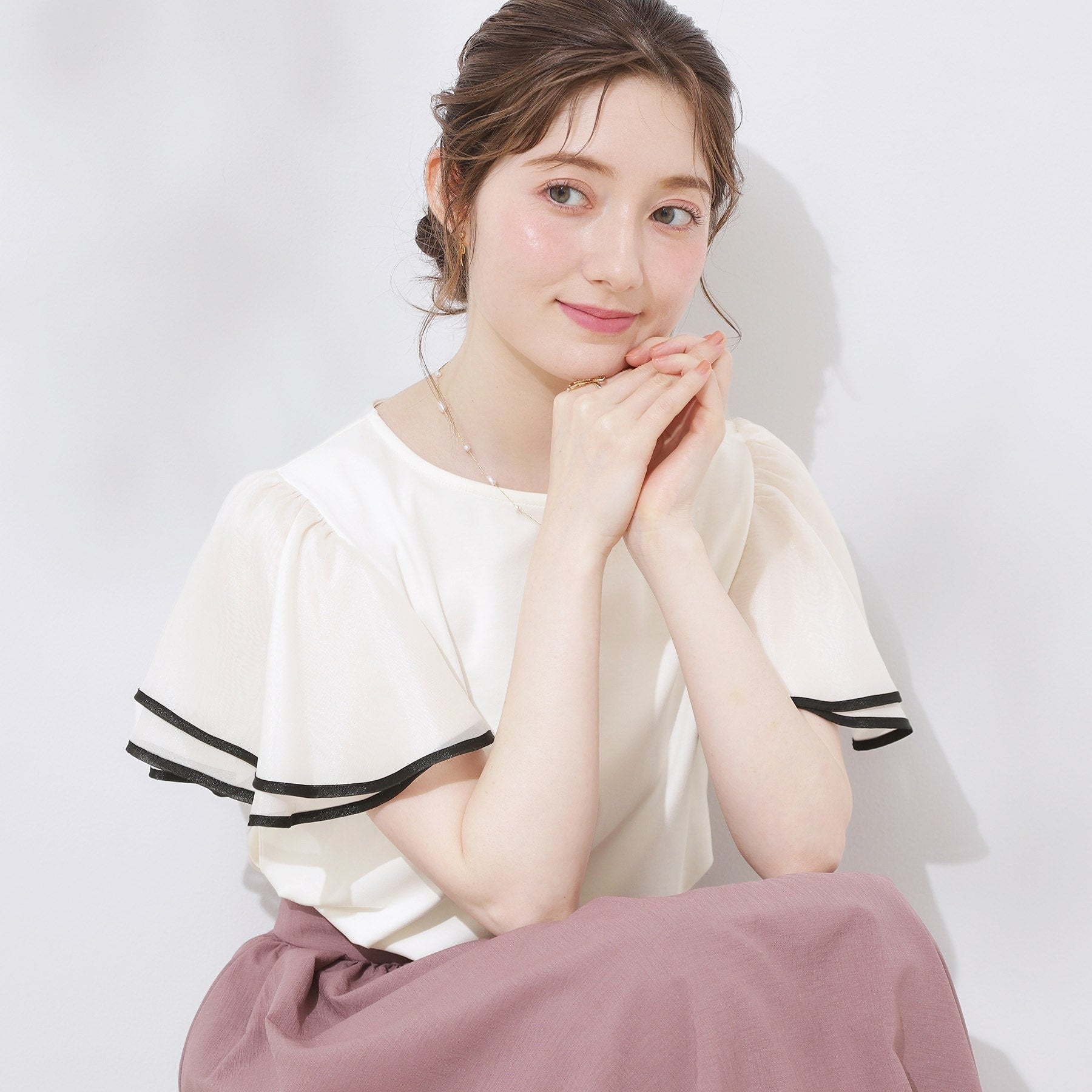 クチュール ブローチ Couture Brooch 配色フレアドッキングカットソー （オフホワイト(003)） オフホワイト(003)