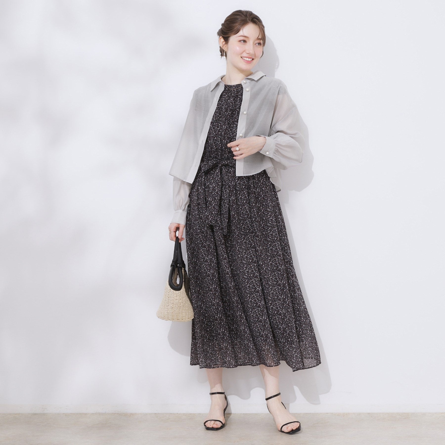 クチュール ブローチ Couture Brooch パール調ボタンシアーシャツ （グレー(012)） グレー(012)