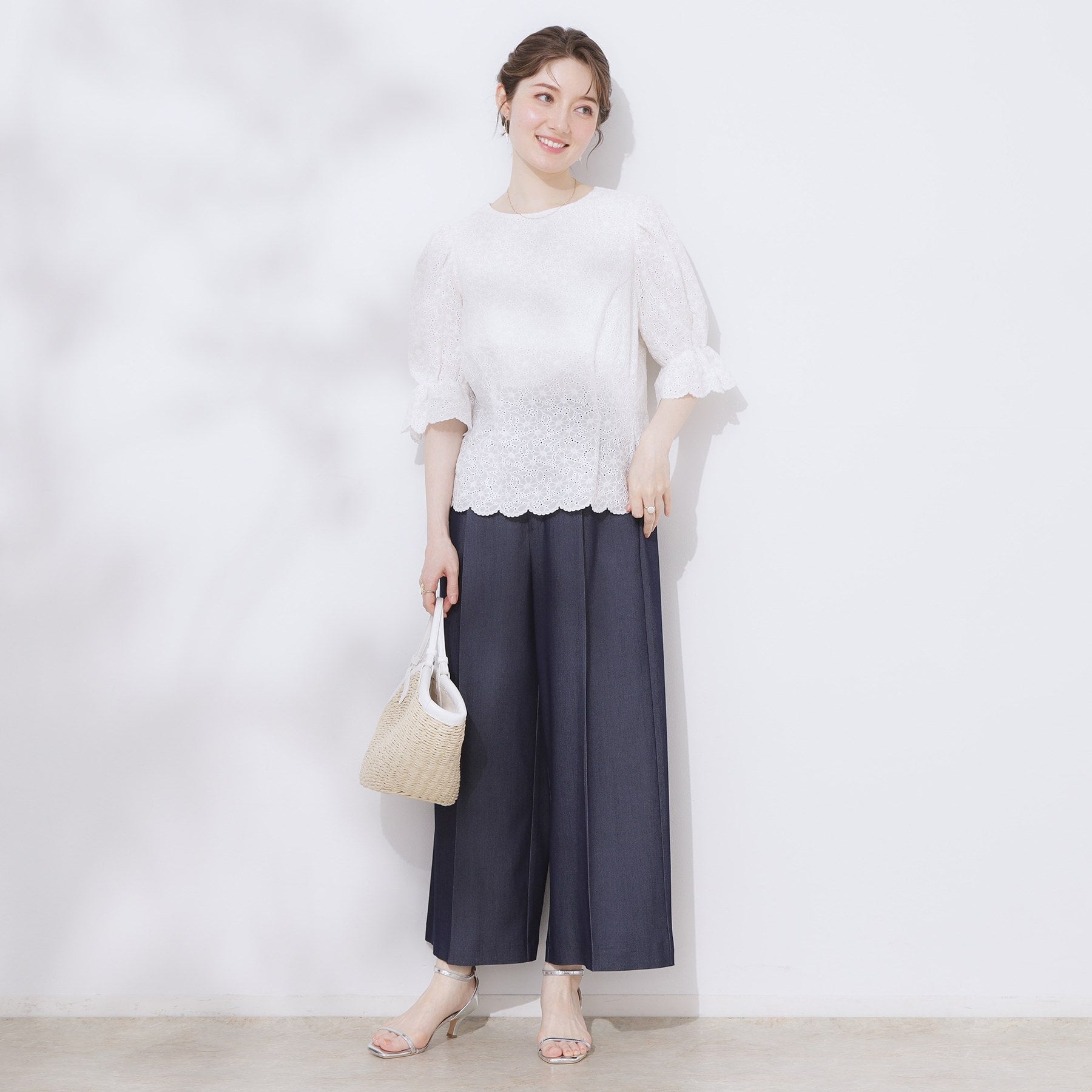 クチュール ブローチ Couture Brooch バックレースアップ カットワークレースブラウス （ブラック(019)） ブラック(019)