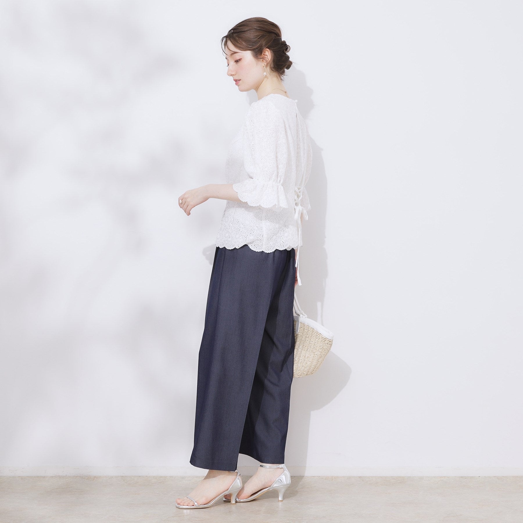 クチュール ブローチ Couture Brooch バックレースアップ カットワークレースブラウス （ブラック(019)） ブラック(019)