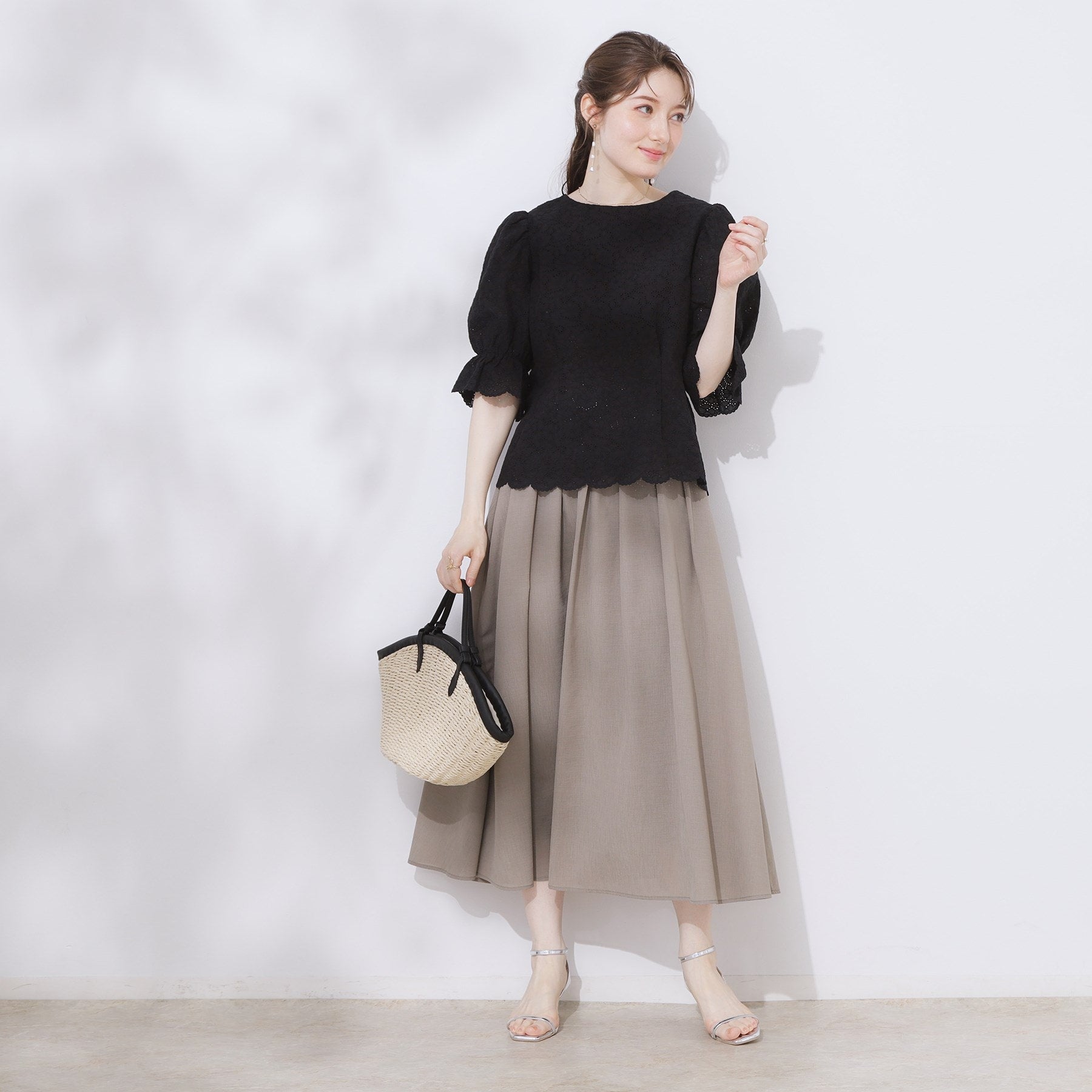 クチュール ブローチ Couture Brooch バックレースアップ カットワークレースブラウス （ブラック(019)） ブラック(019)