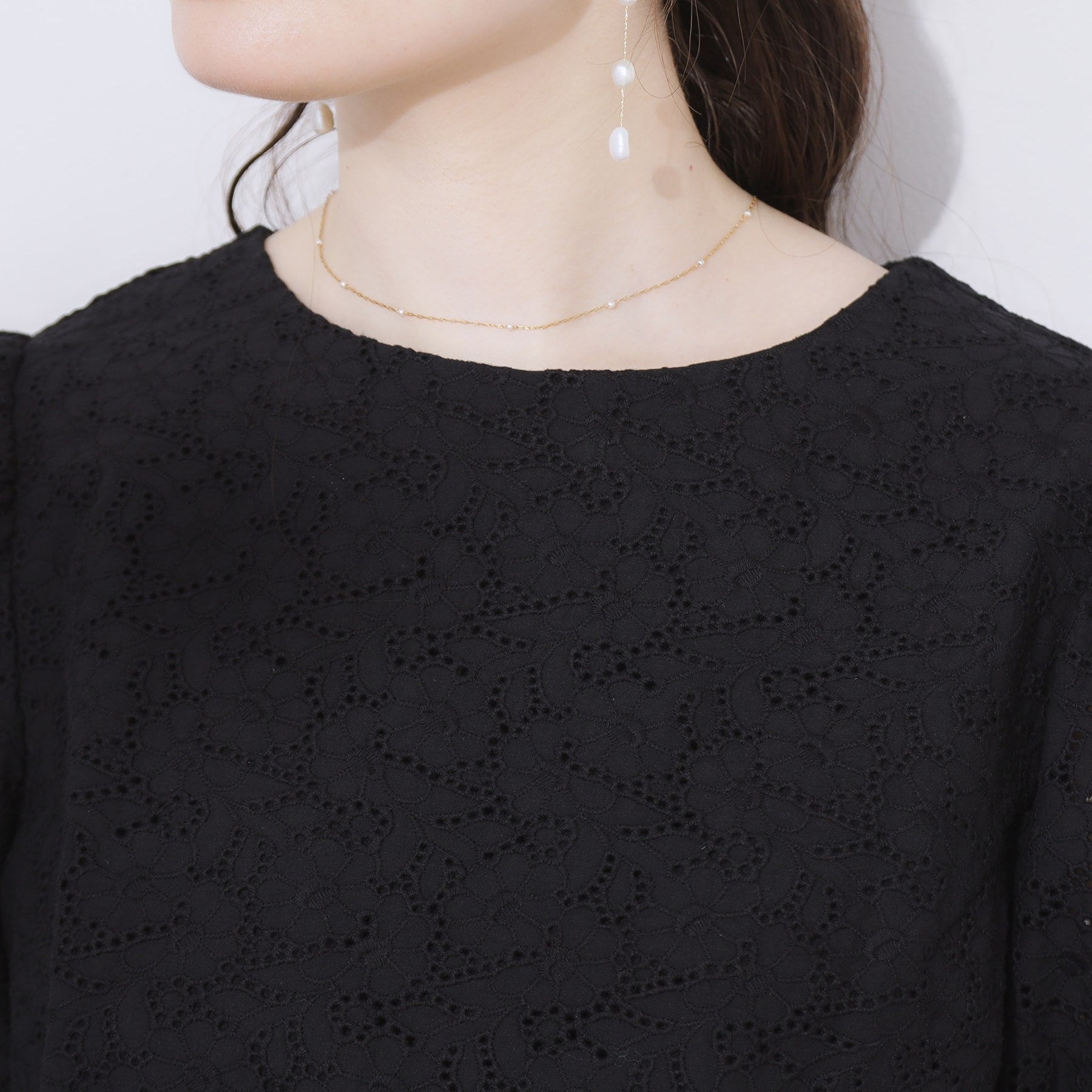 クチュール ブローチ Couture Brooch バックレースアップ カットワークレースブラウス （ブラック(019)） ブラック(019)