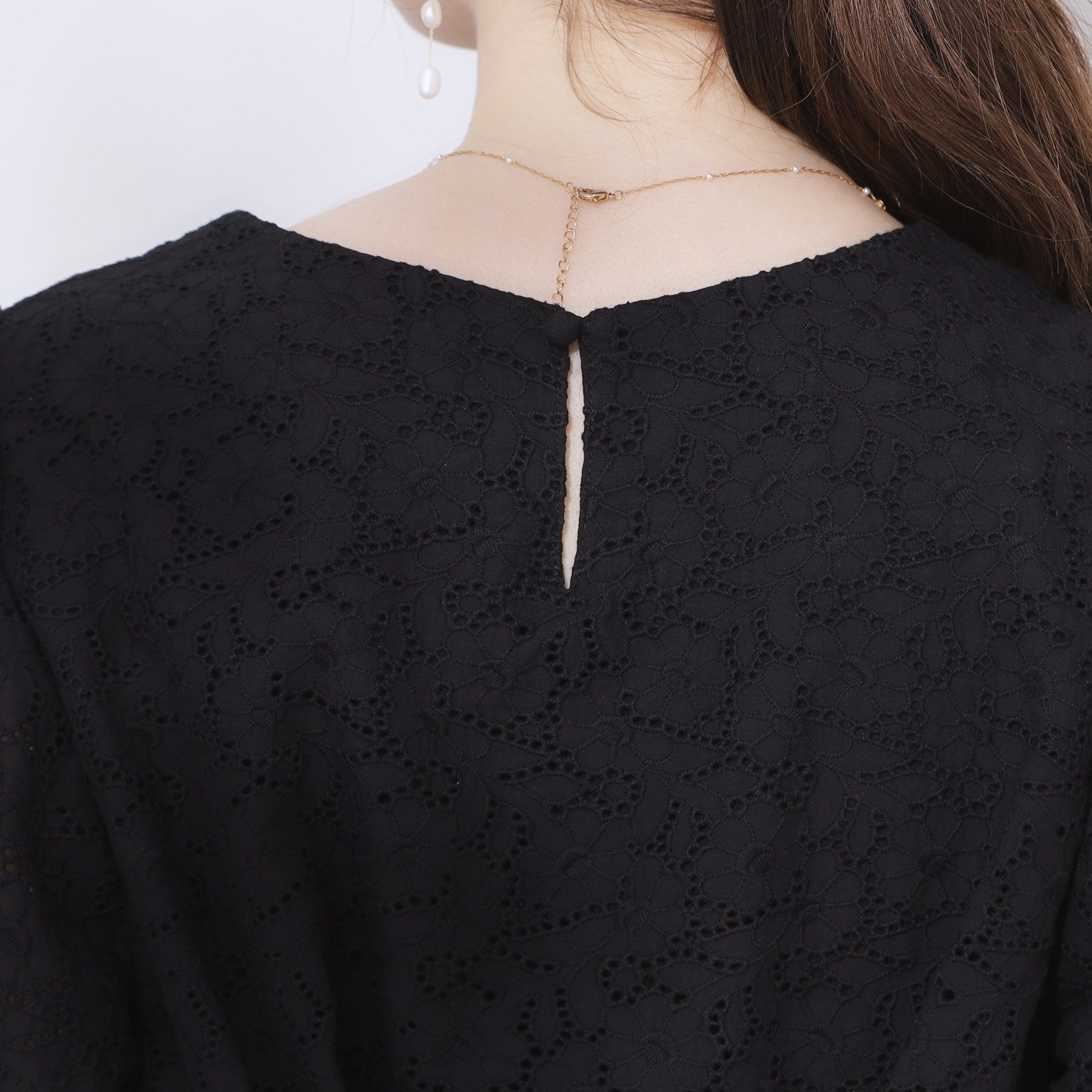 クチュール ブローチ Couture Brooch バックレースアップ カットワークレースブラウス （ブラック(019)） ブラック(019)