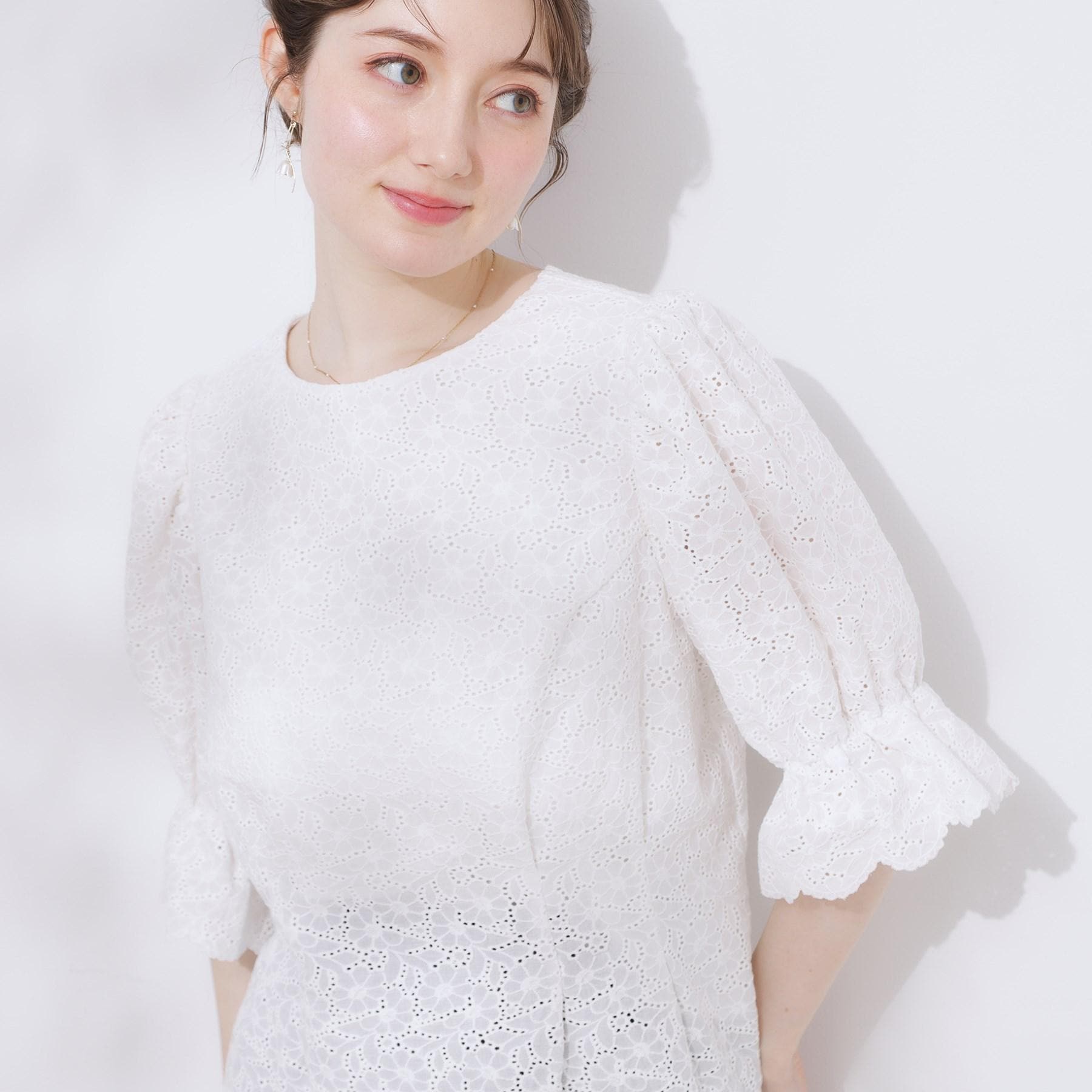 クチュール ブローチ Couture Brooch バックレースアップ カットワークレースブラウス （ブラック(019)） ブラック(019)