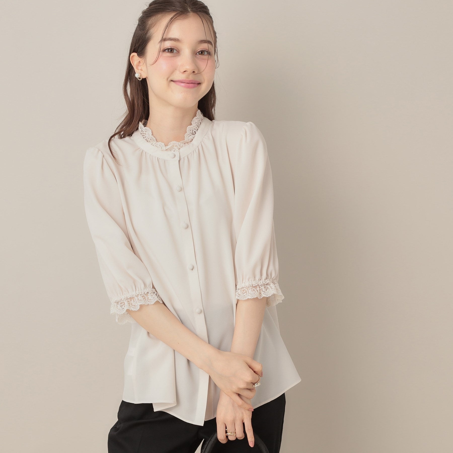 クチュール ブローチ Couture Brooch エンブロレース前後2WAYブラウス （ブラック(019)） ブラック(019)