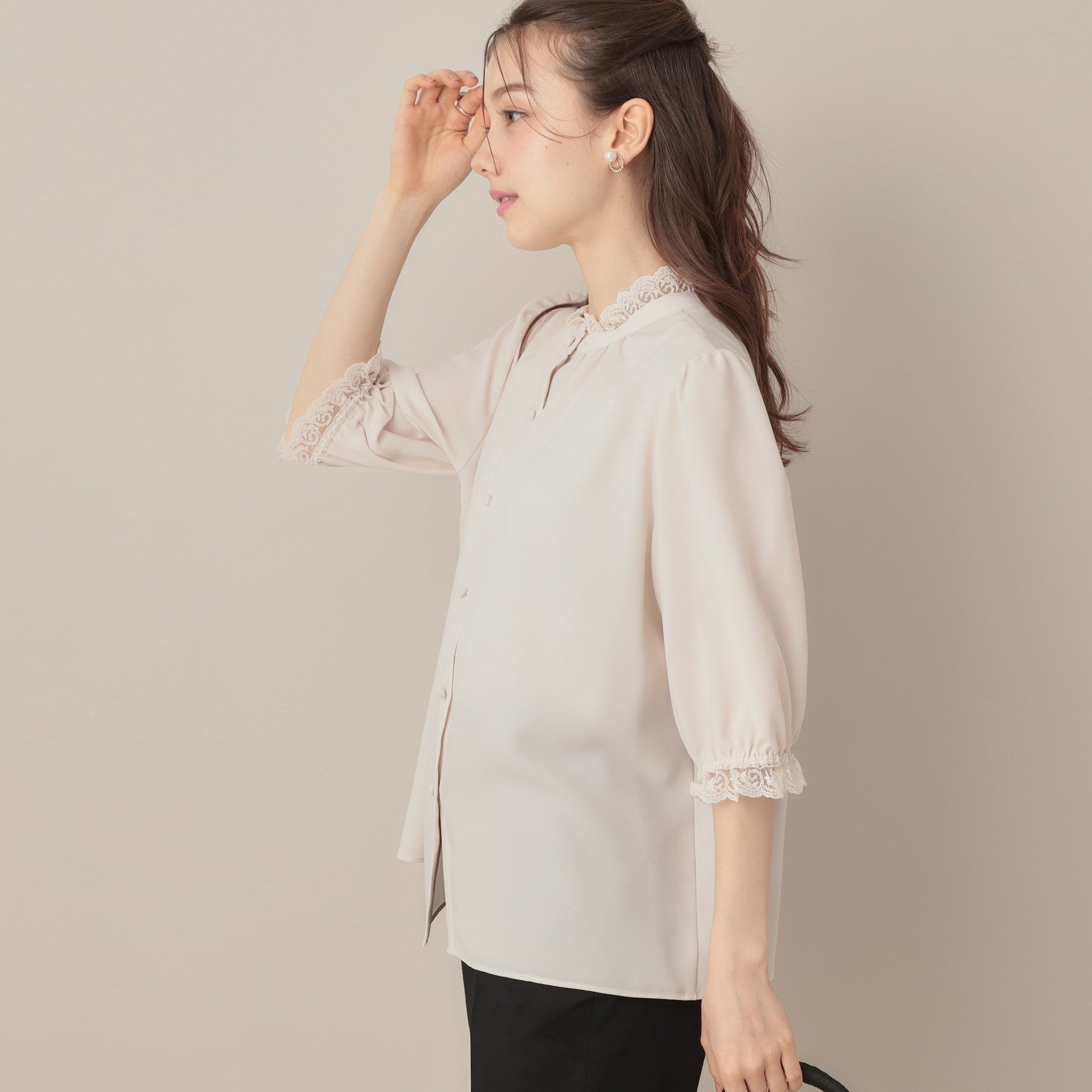 クチュール ブローチ Couture Brooch エンブロレース前後2WAYブラウス （ブラック(019)） ブラック(019)