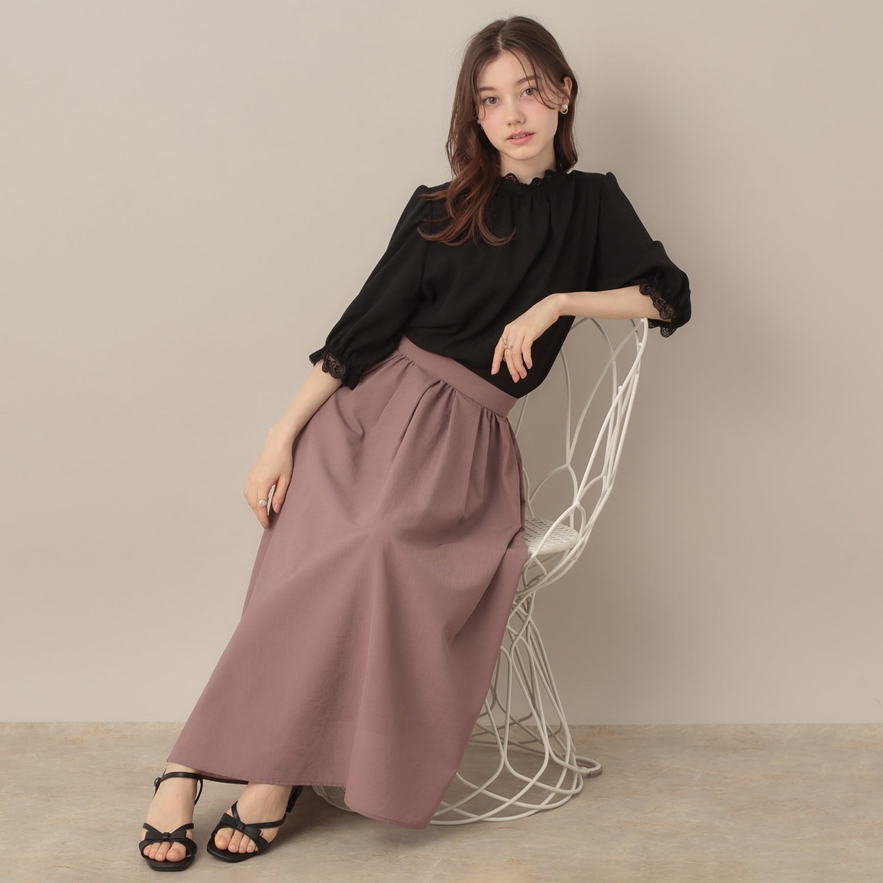 クチュール ブローチ Couture Brooch エンブロレース前後2WAYブラウス （ブラック(019)） ブラック(019)