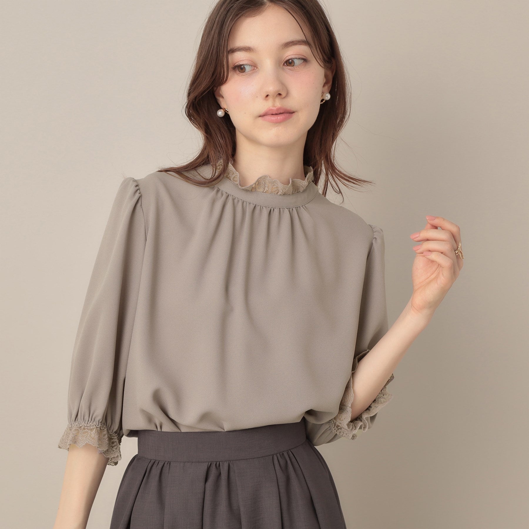 クチュール ブローチ Couture Brooch エンブロレース前後2WAYブラウス （ブラック(019)） ブラック(019)