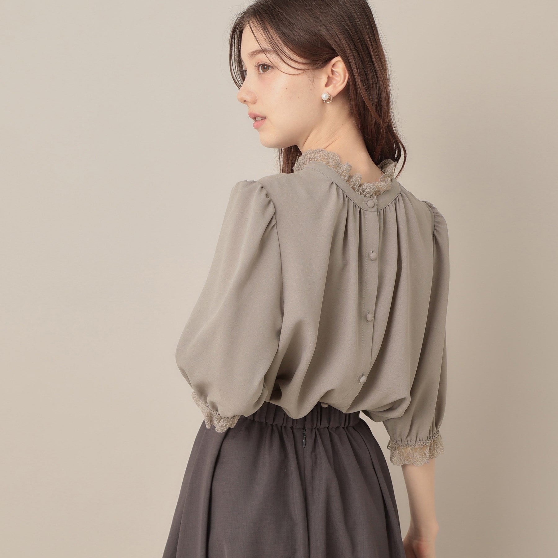 クチュール ブローチ Couture Brooch エンブロレース前後2WAYブラウス （ブラック(019)） ブラック(019)