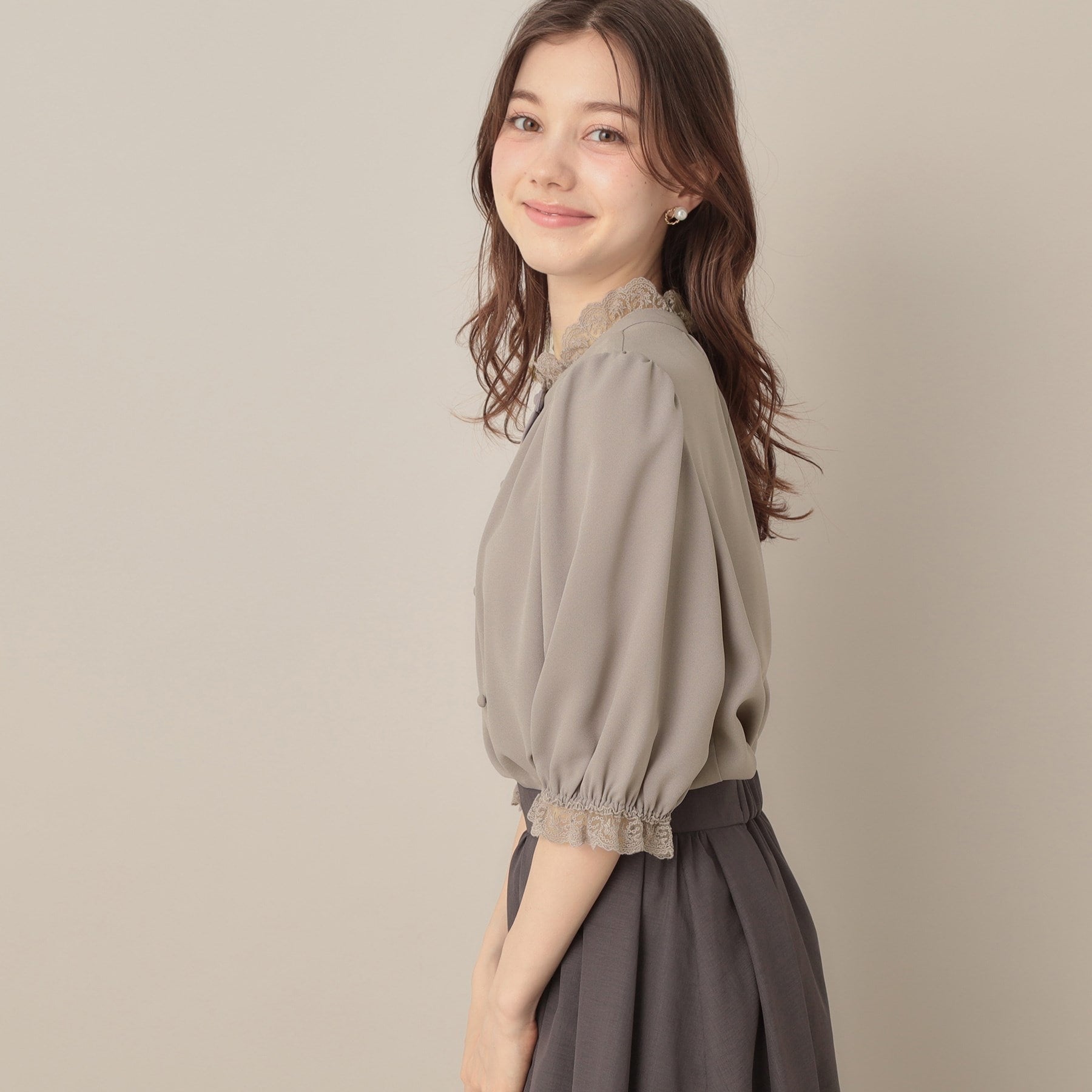 クチュール ブローチ Couture Brooch エンブロレース前後2WAYブラウス （ブラック(019)） ブラック(019)