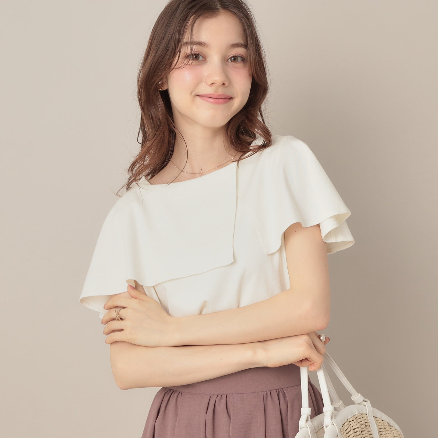 クチュール ブローチ Couture Brooch 2WAYケープデザインカットソー （ピンクベージュ(053)） ピンクベージュ(053)