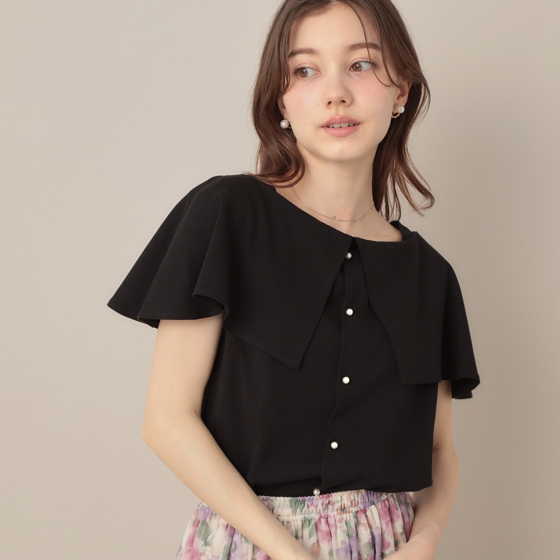 クチュール ブローチ Couture Brooch 2WAYケープデザインカットソー （ピンクベージュ(053)） ピンクベージュ(053)