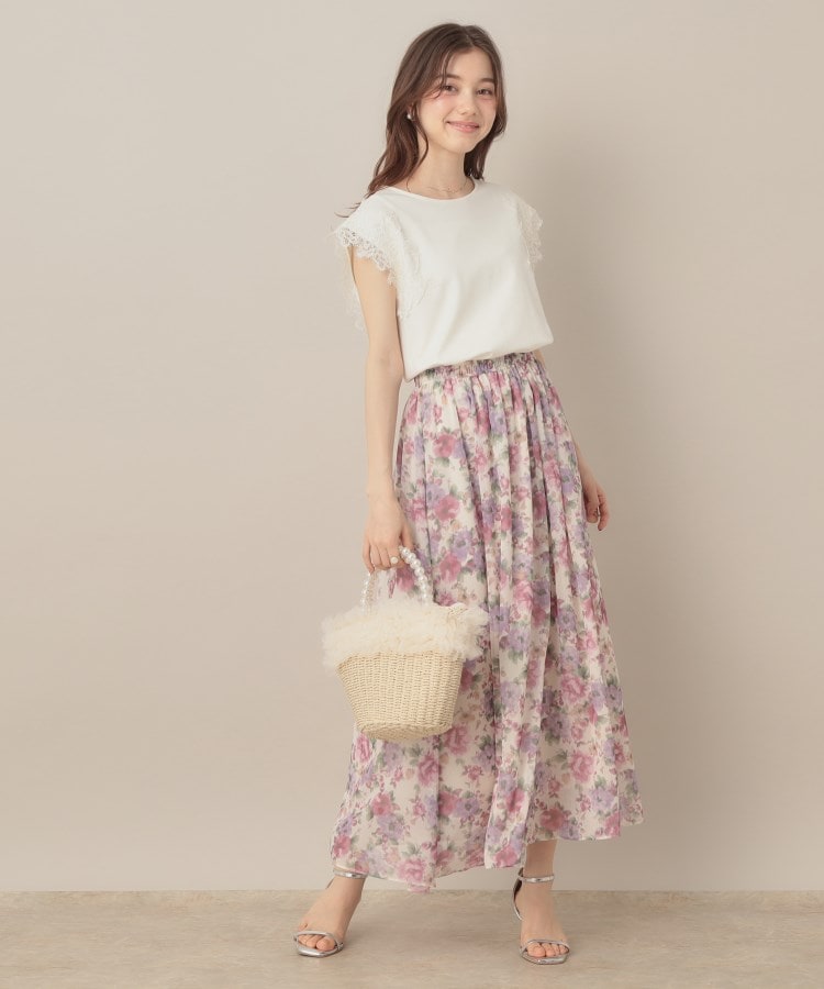 クチュール ブローチ Couture Brooch 【マシンウォッシャブル・UVケア・接触冷感】フレンチ肩レースカットソー （ライトグレー(011)） ライトグレー(011)